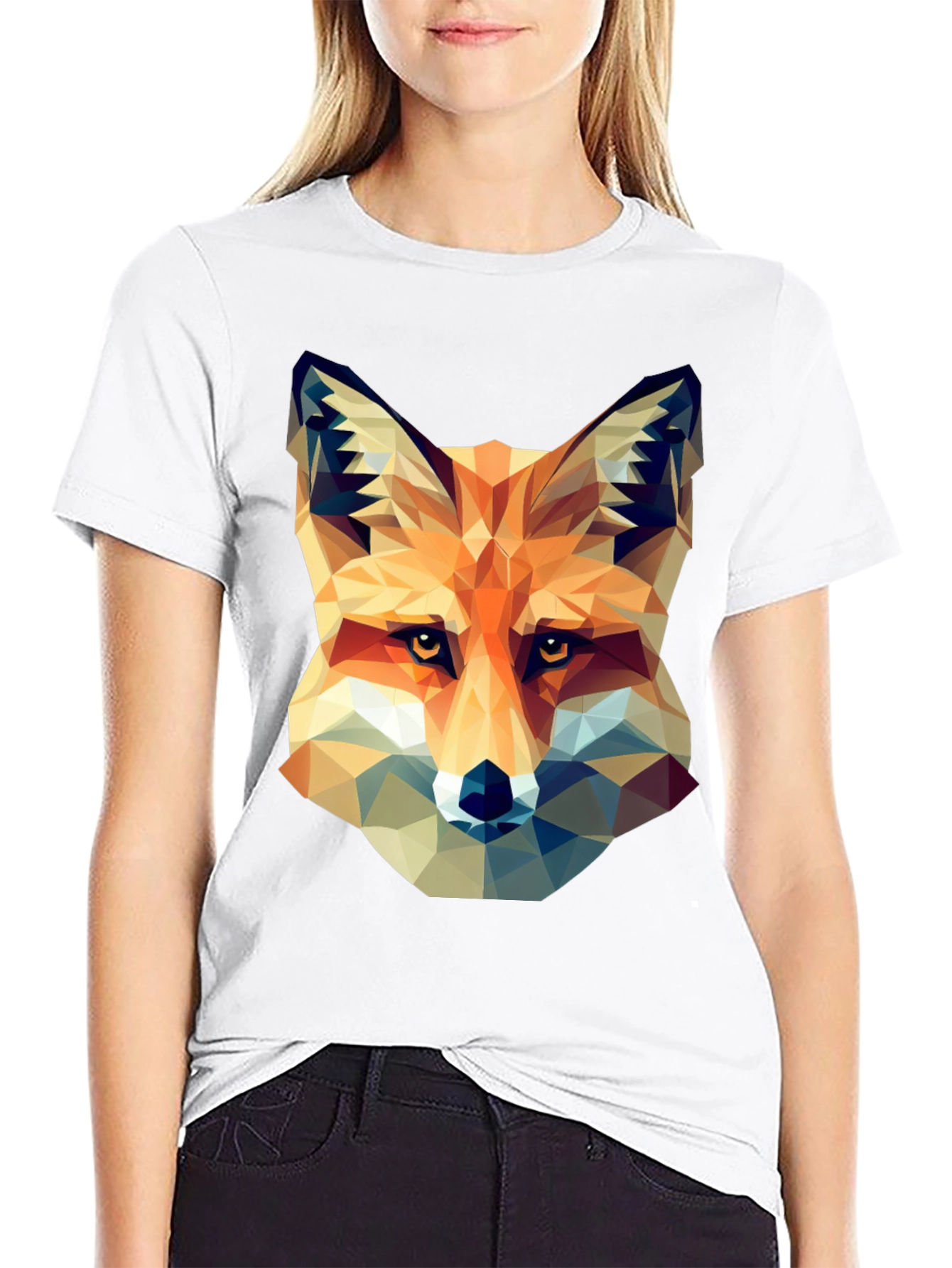 Geometric Fox Head Print T-Shirt