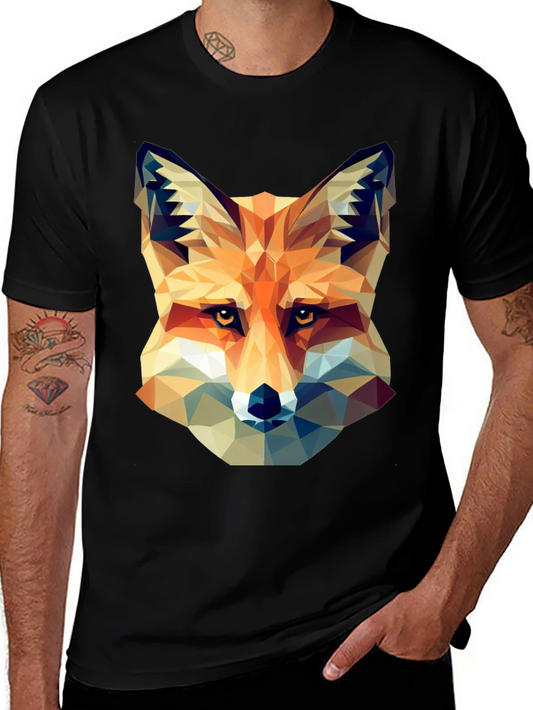 Geometric Fox Head Print T-Shirt