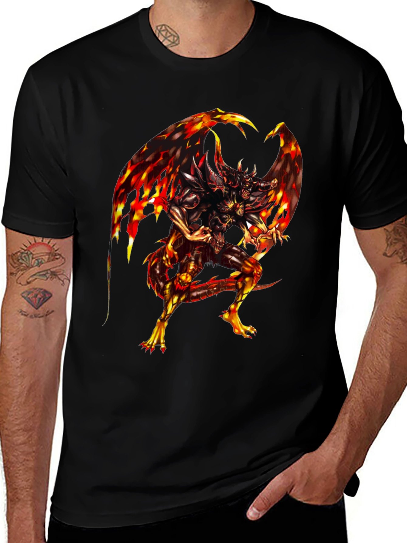 Fiery Dragon Graphic Black T-Shirt