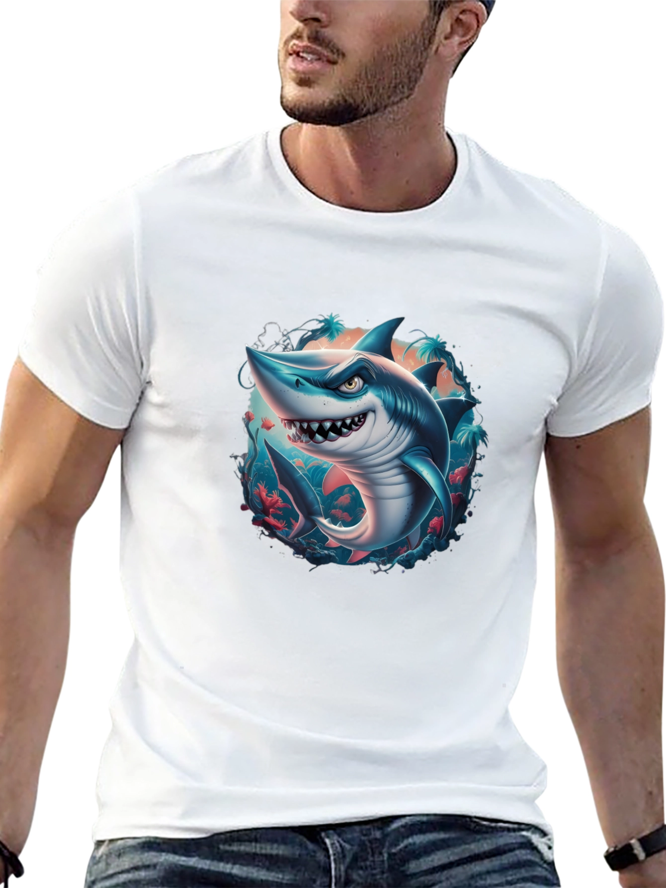 Shark Graphic Tee - Mens Black T-Shirt