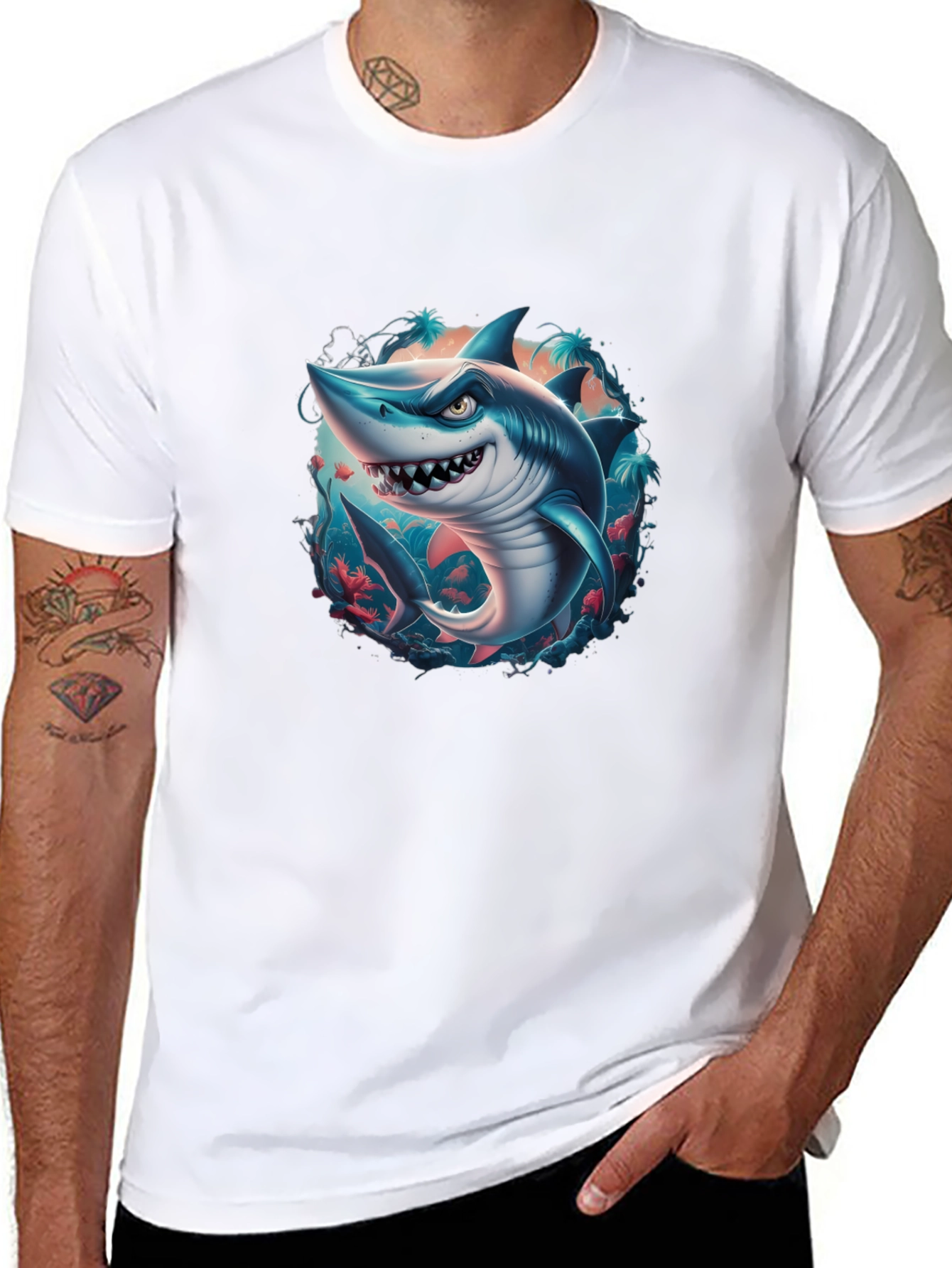 Shark Graphic Tee - Mens Black T-Shirt