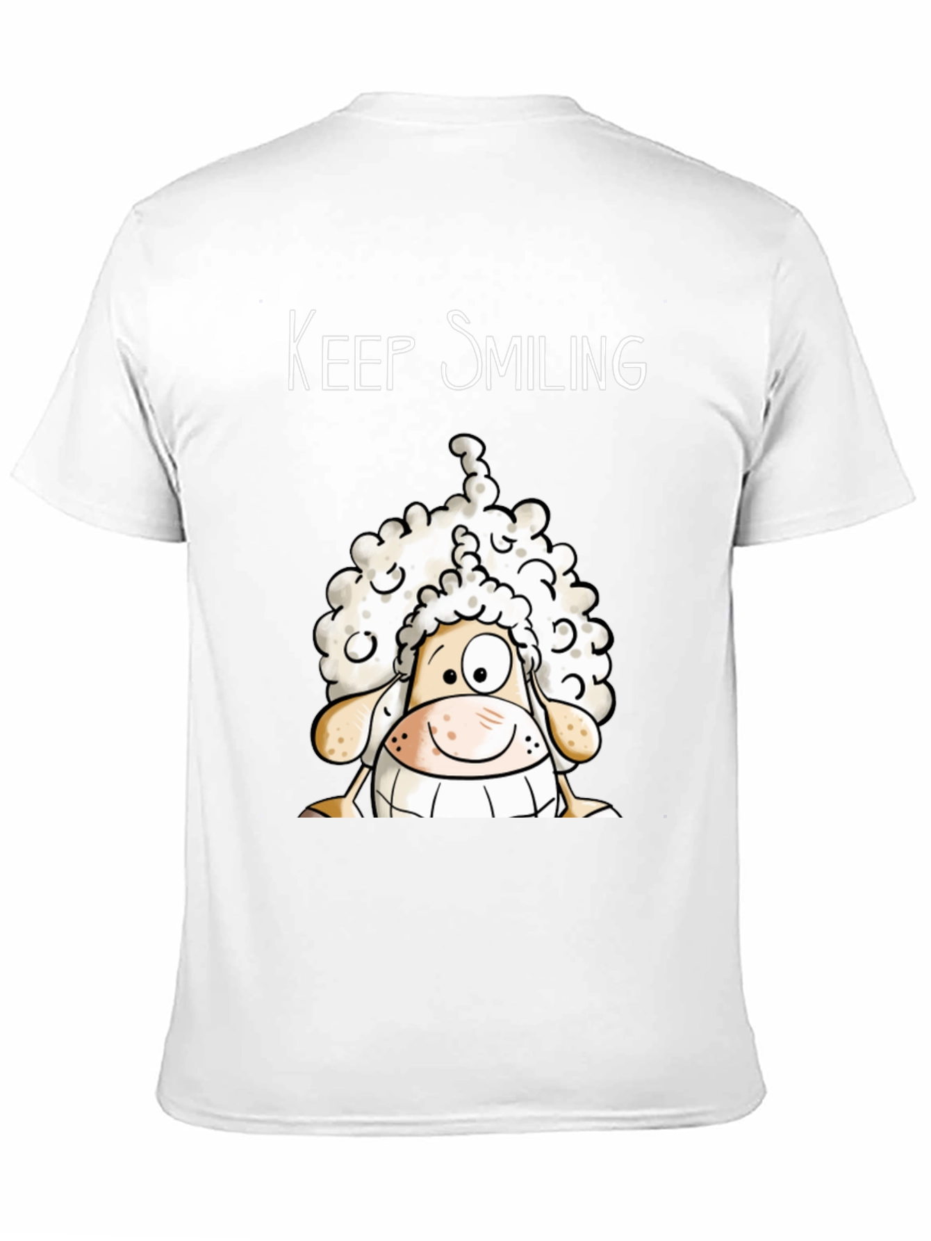 Keep Smiling Sheep T-Shirt - Black Cotton Tee
