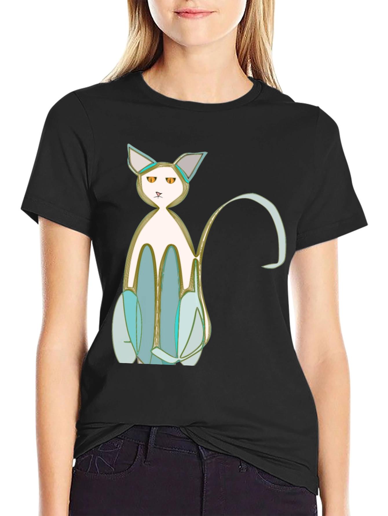 Unique Cat Graphic Tee - Stylish Black T-Shirt