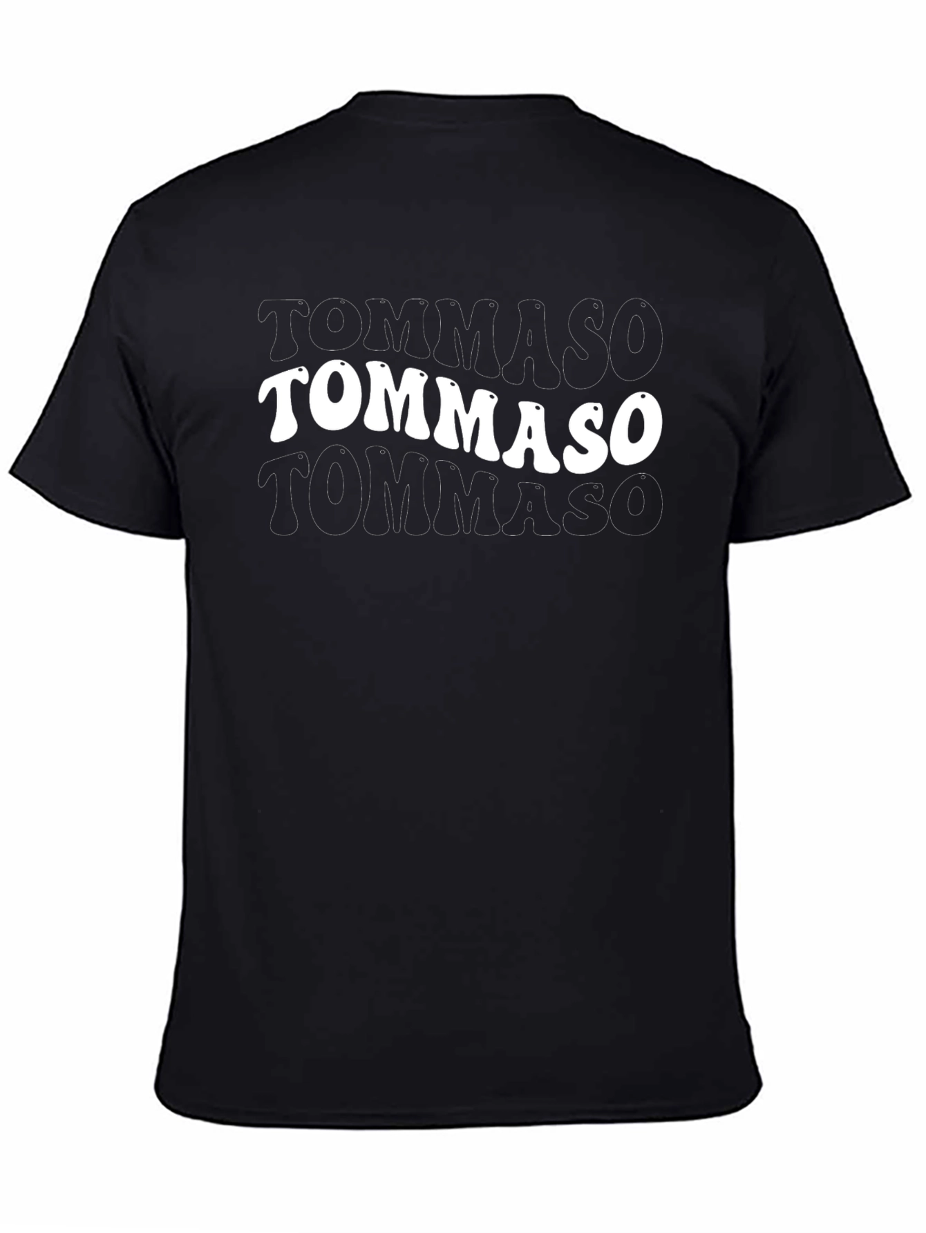 Tommaso Retro Wave Tee - Black Cotton Blend