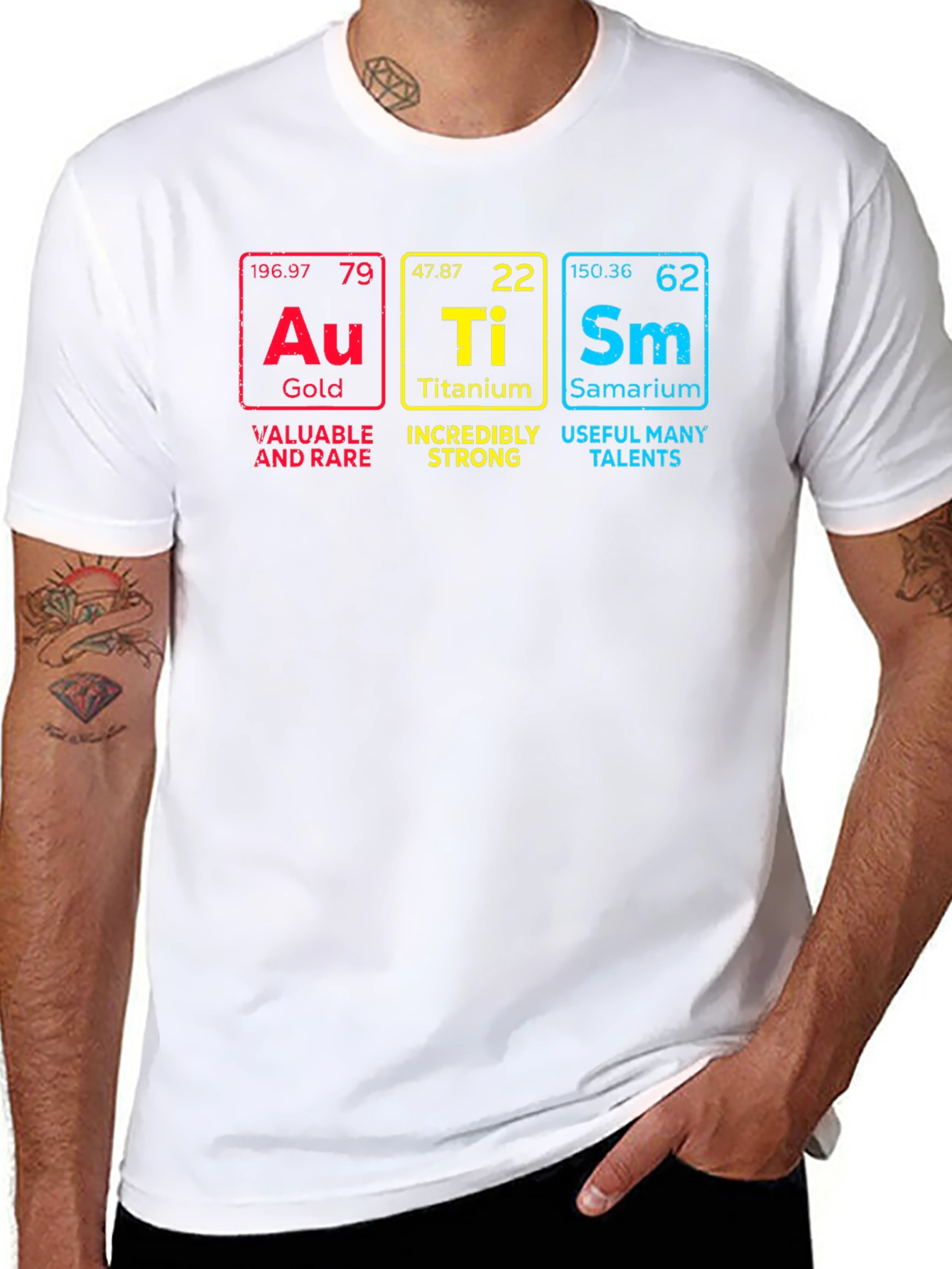 Science Geek T-Shirt: Gold Titanium Samarium Periodic Table