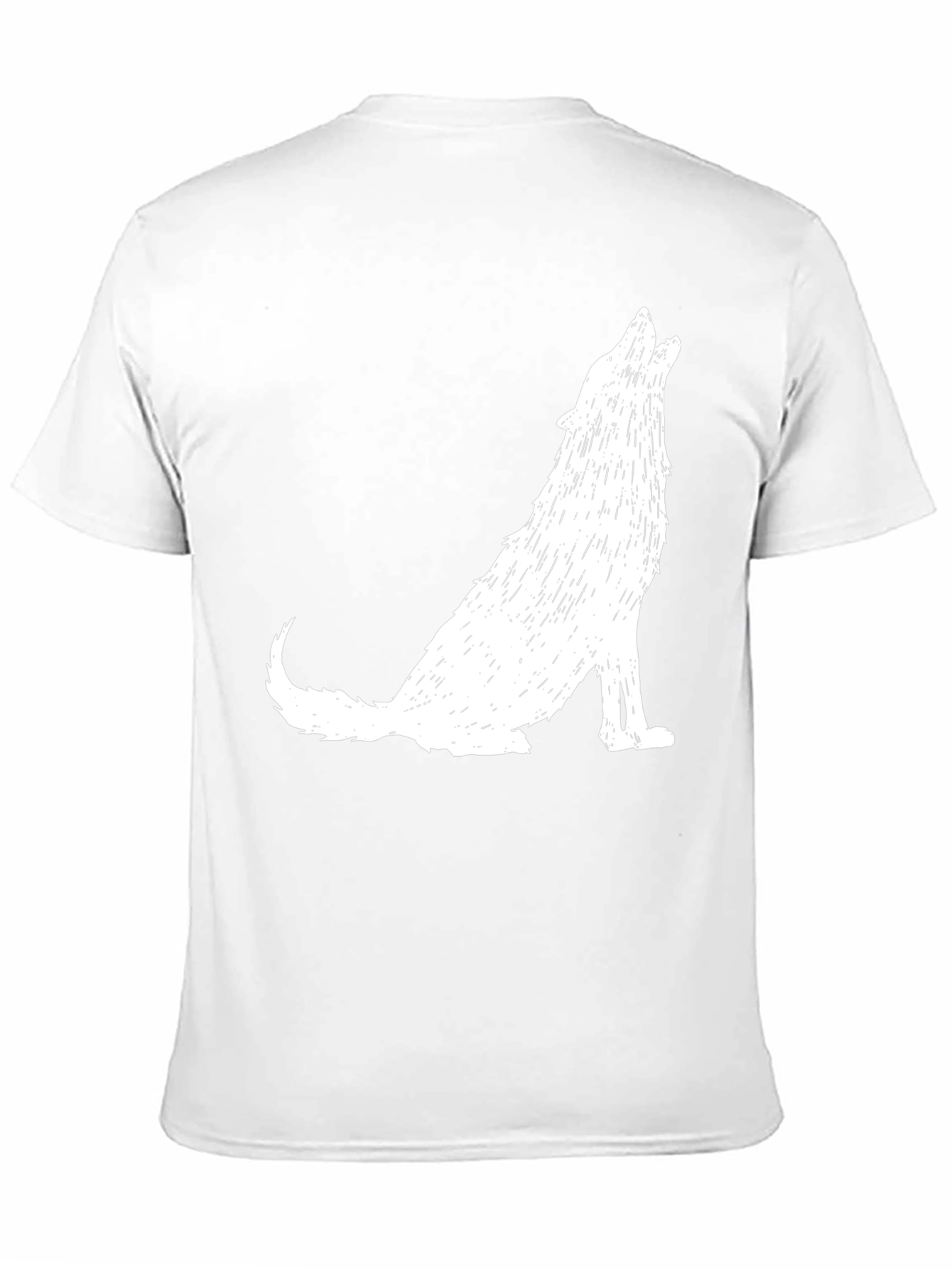 Mens Black T-Shirt - White Howling Wolf Graphic Tee