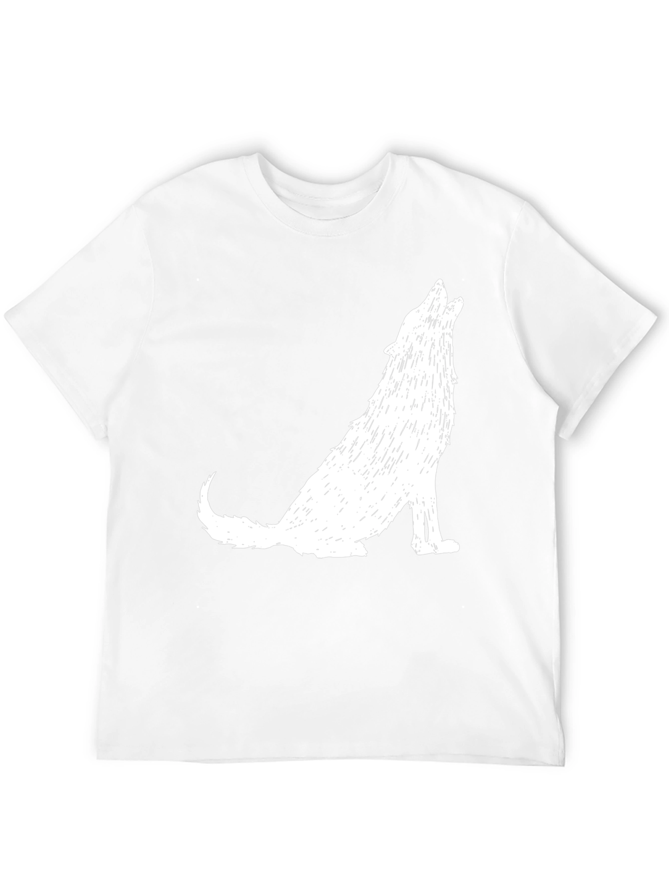 Mens Black T-Shirt - White Howling Wolf Graphic Tee