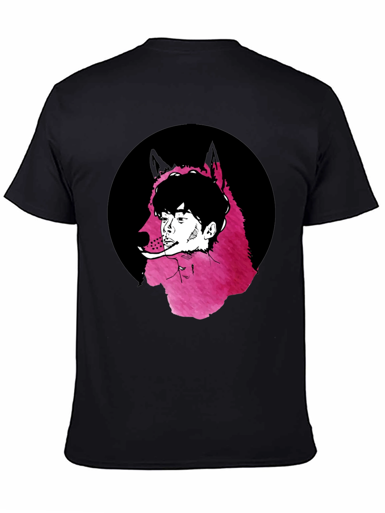 Wolf Man Graphic Tee - Black Cotton Blend