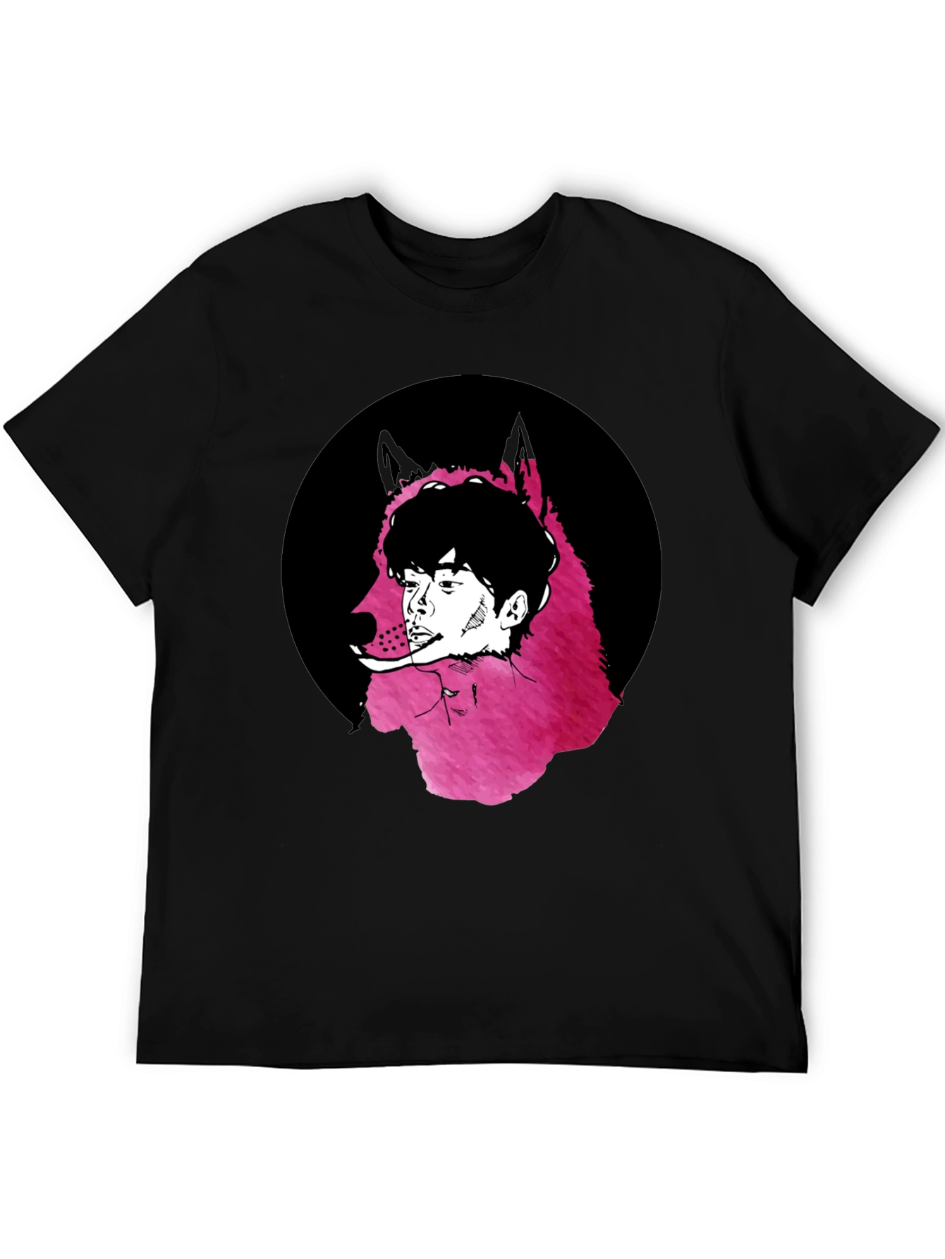Wolf Man Graphic Tee - Black Cotton Blend