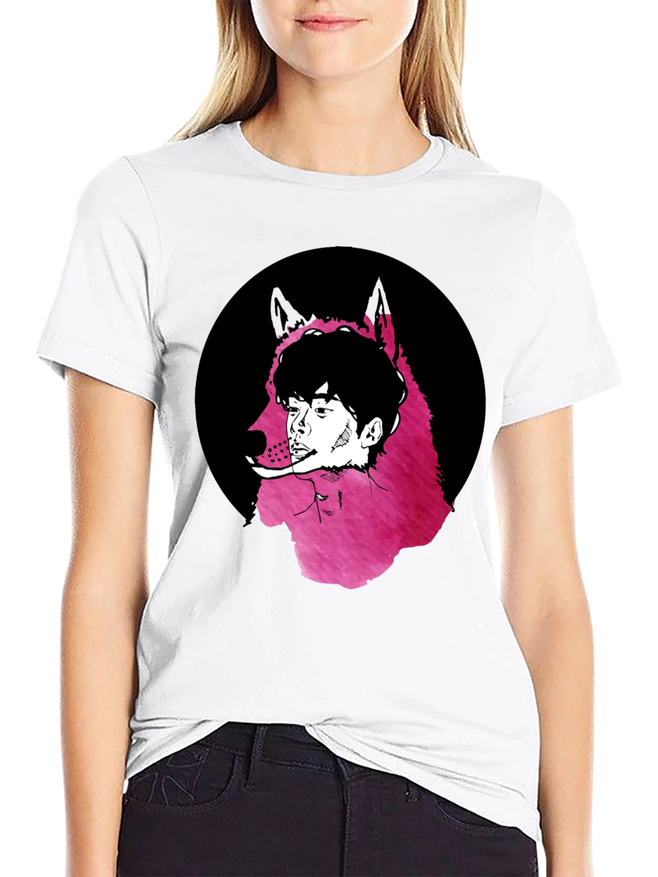 Wolf Man Graphic Tee - Black Cotton Blend