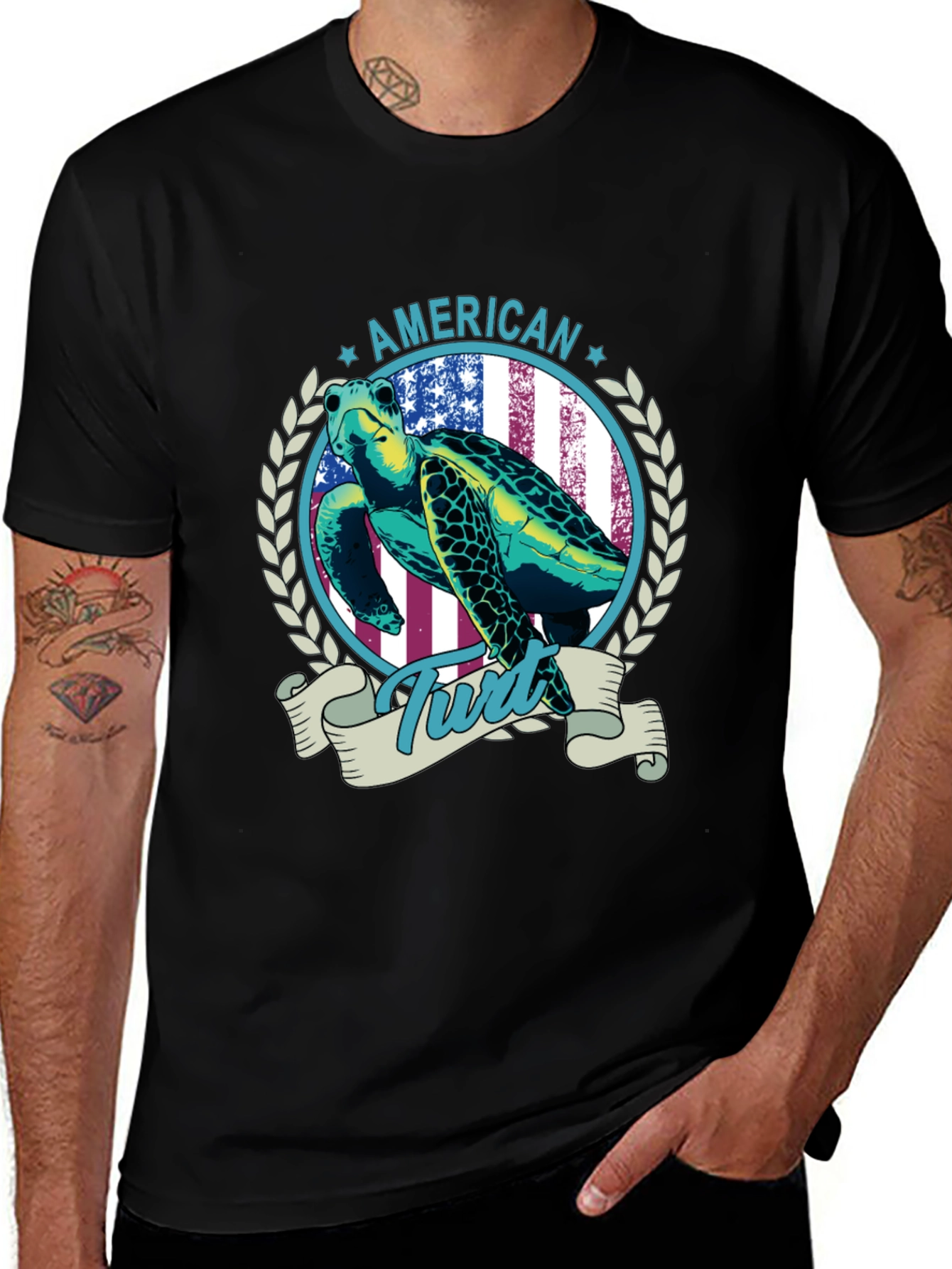 American Turtle Graphic Tee - Patriotic Design