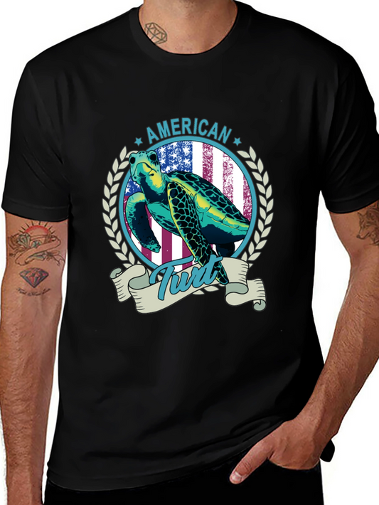 American Turtle Graphic Tee - Patriotic Design