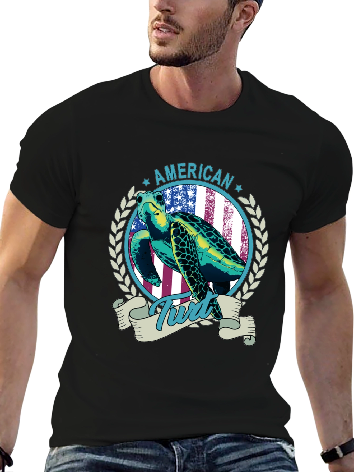 American Turtle Graphic Tee - Patriotic Design