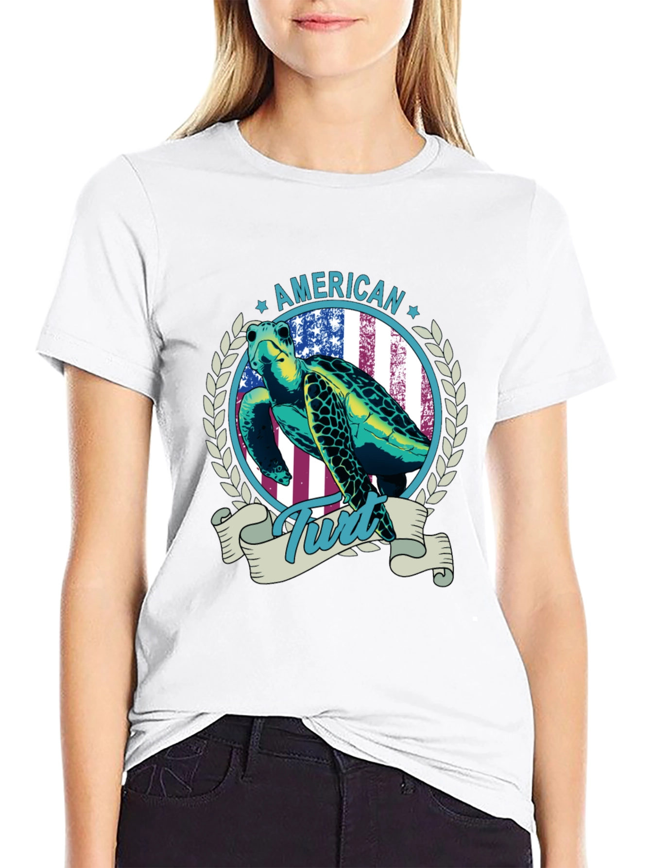 American Turtle Graphic Tee - Patriotic Design