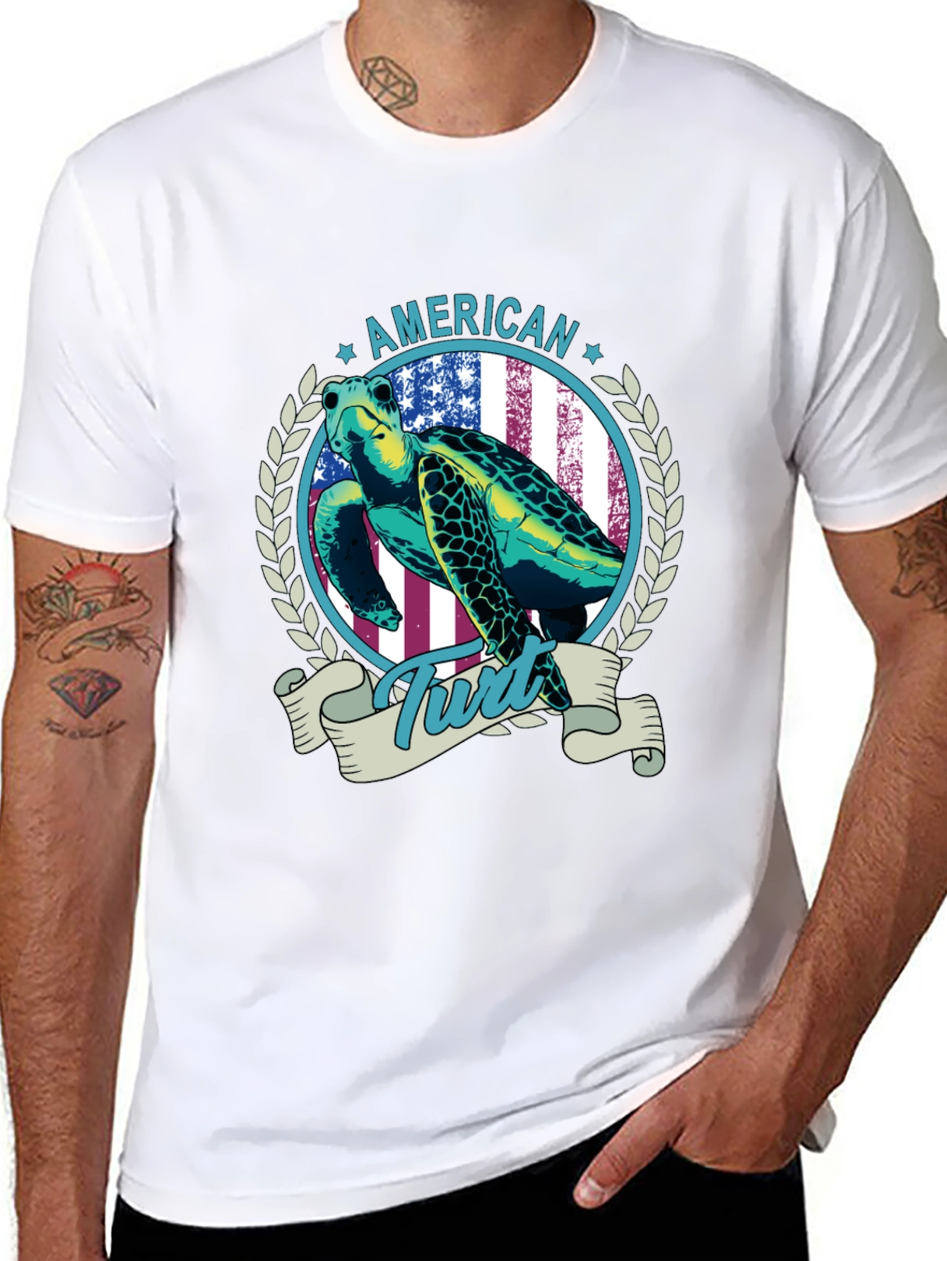 American Turtle Graphic Tee - Patriotic Design