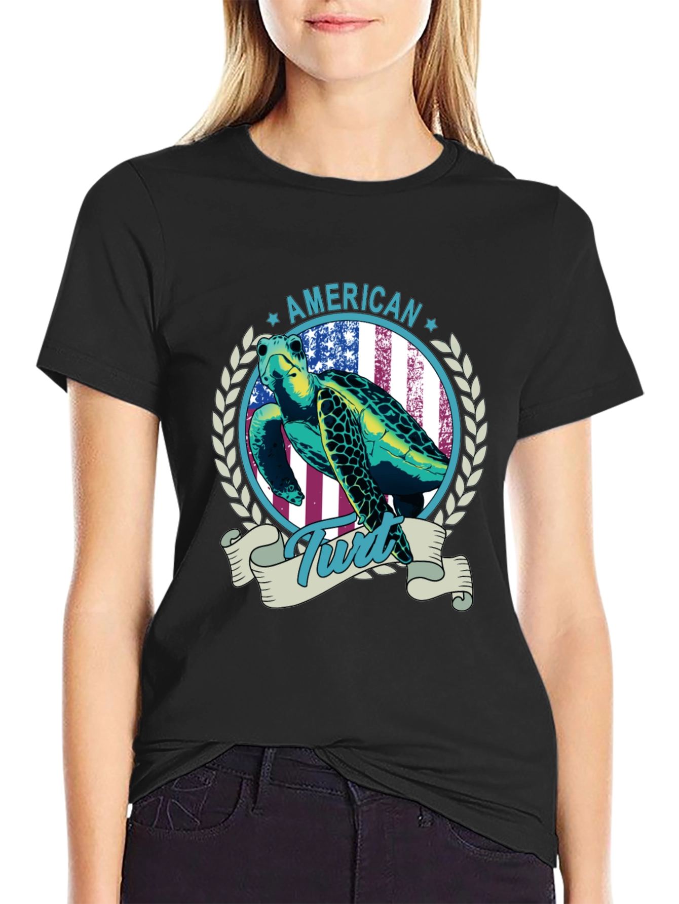 American Turtle Graphic Tee - Patriotic Design