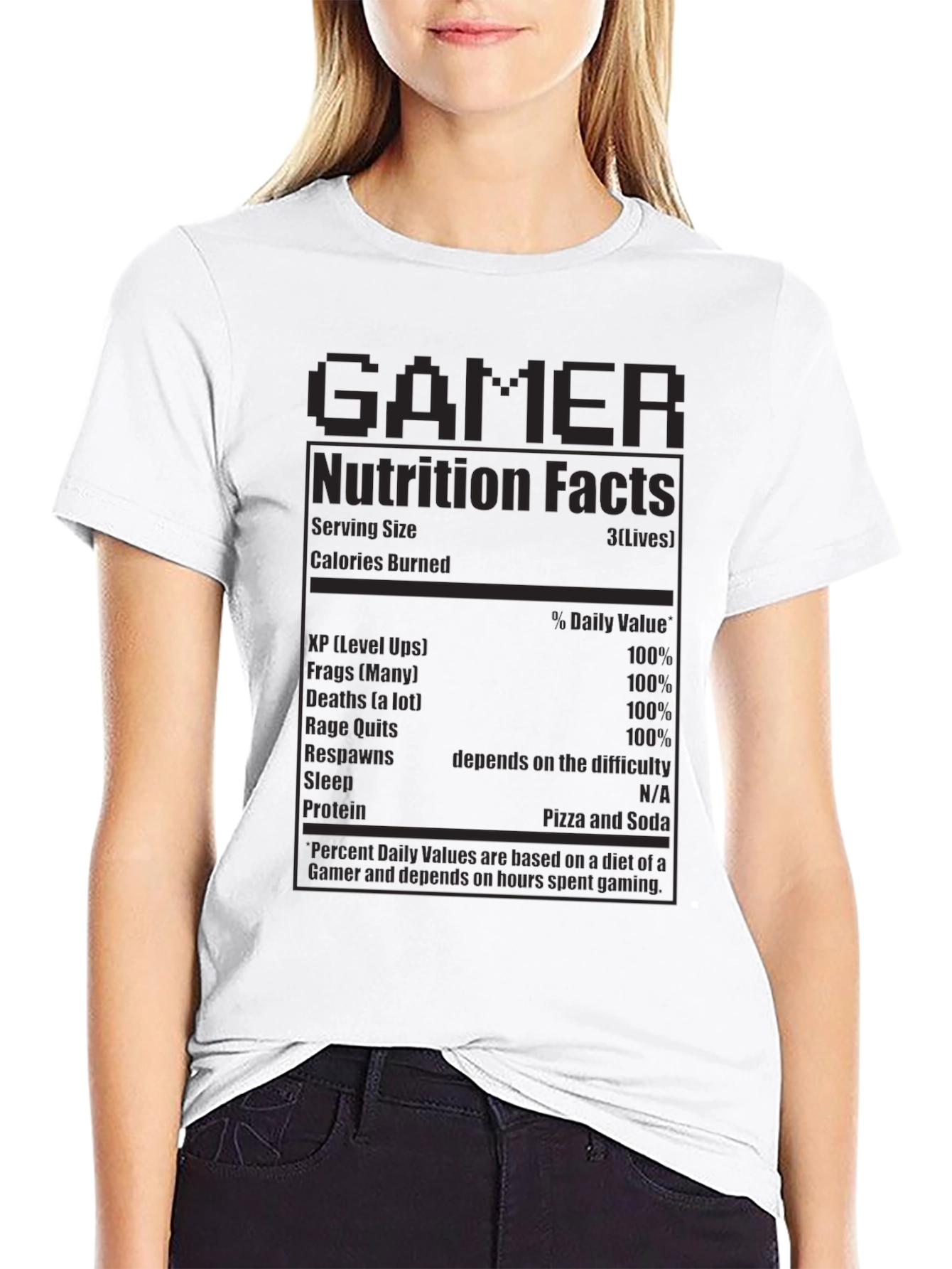 Gamer Nutrition Facts T-Shirt - Funny Novelty Tee