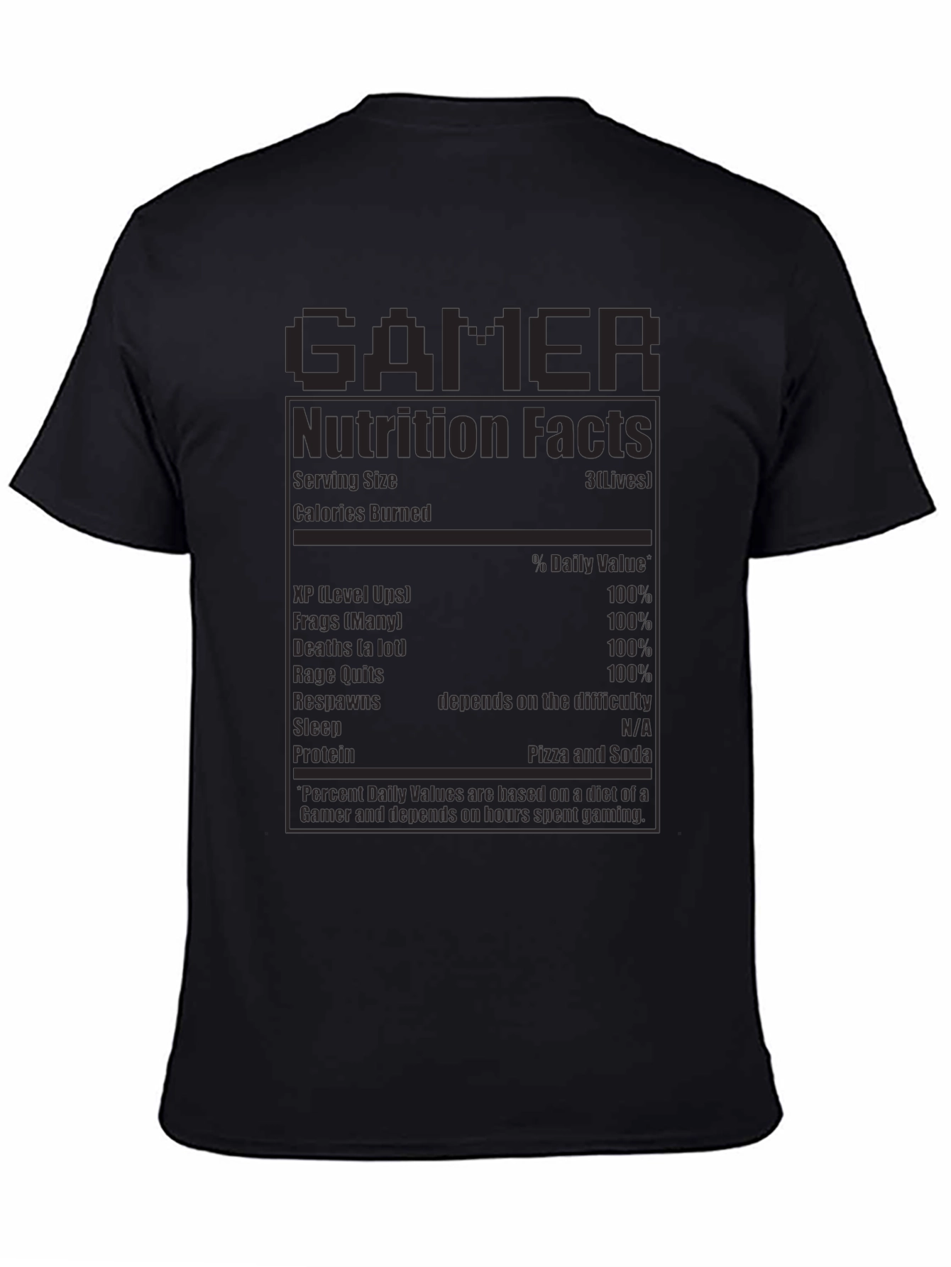 Gamer Nutrition Facts T-Shirt - Funny Novelty Tee