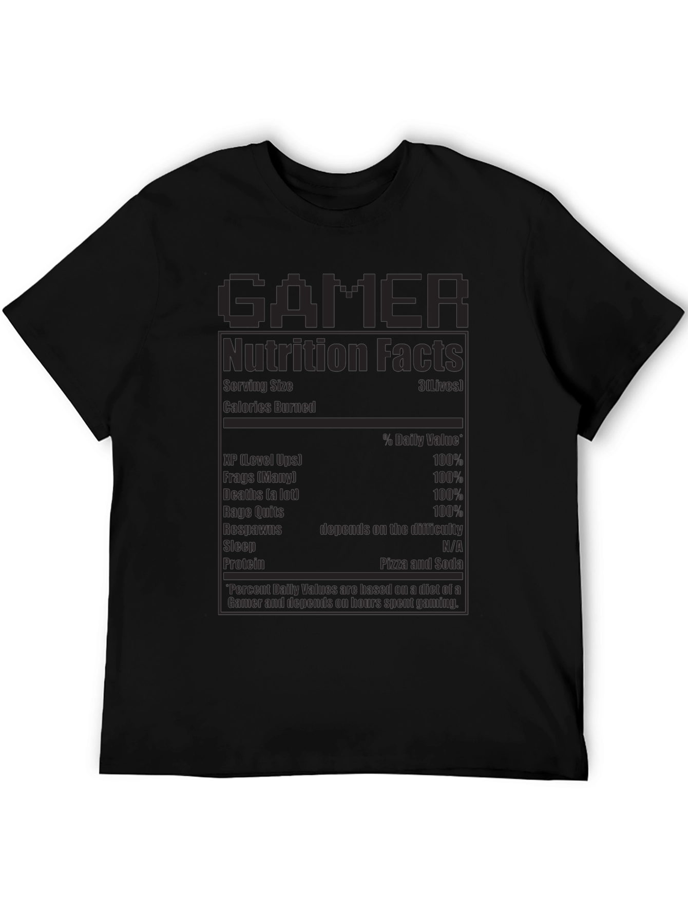 Gamer Nutrition Facts T-Shirt - Funny Novelty Tee