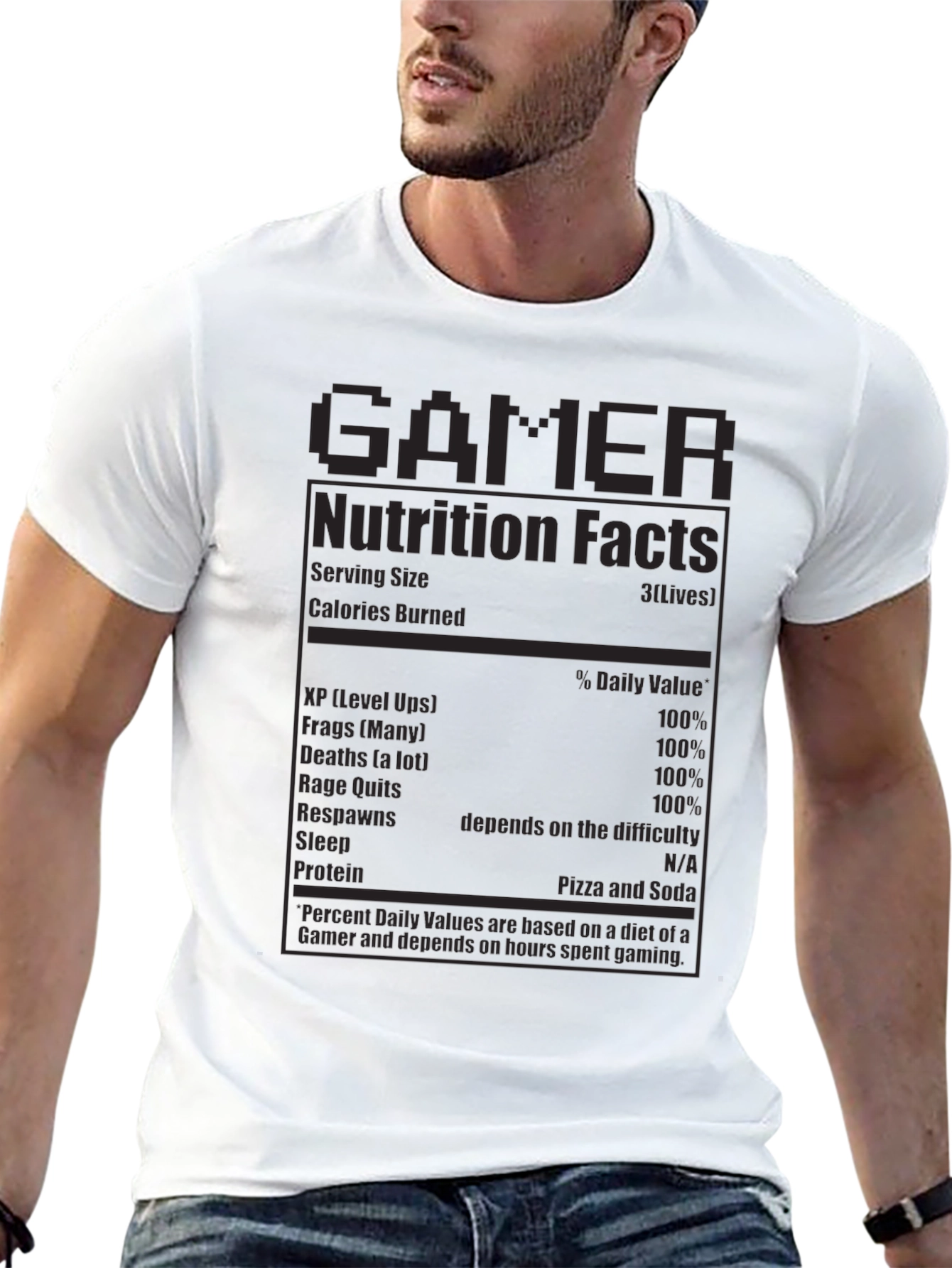 Gamer Nutrition Facts T-Shirt - Funny Novelty Tee