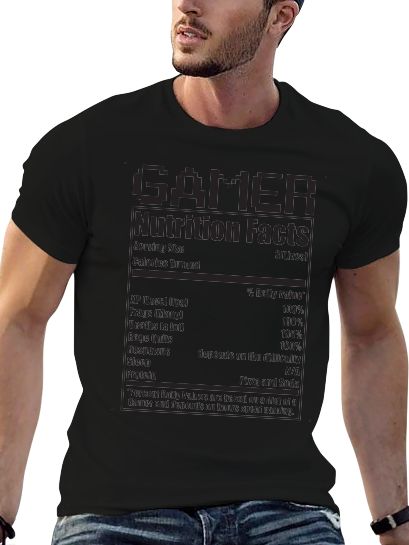 Gamer Nutrition Facts T-Shirt - Funny Novelty Tee