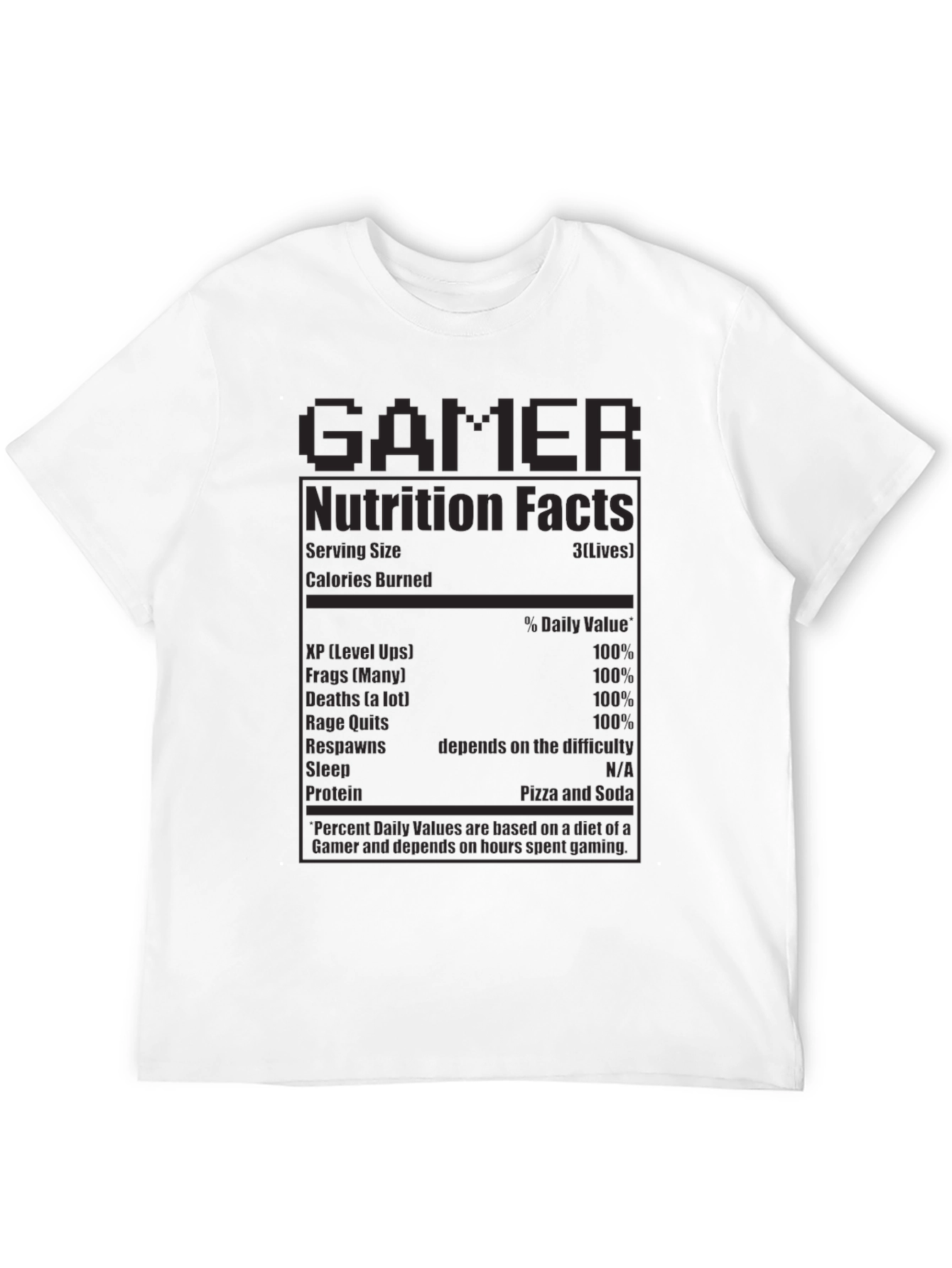 Gamer Nutrition Facts T-Shirt - Funny Novelty Tee