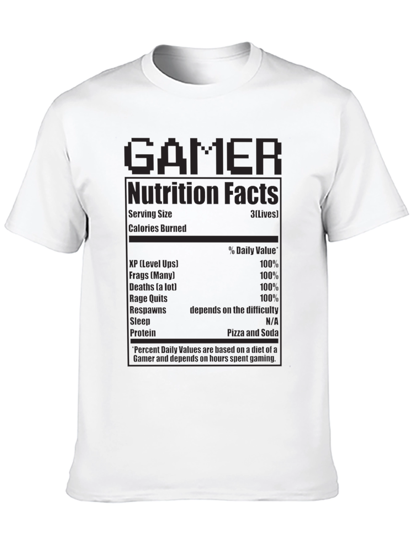 Gamer Nutrition Facts T-Shirt - Funny Novelty Tee