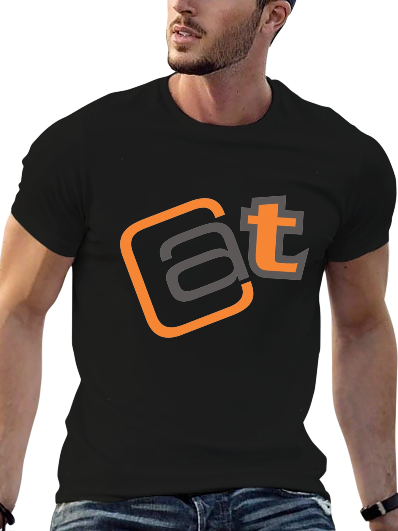 Stylish AT Logo Black T-Shirt