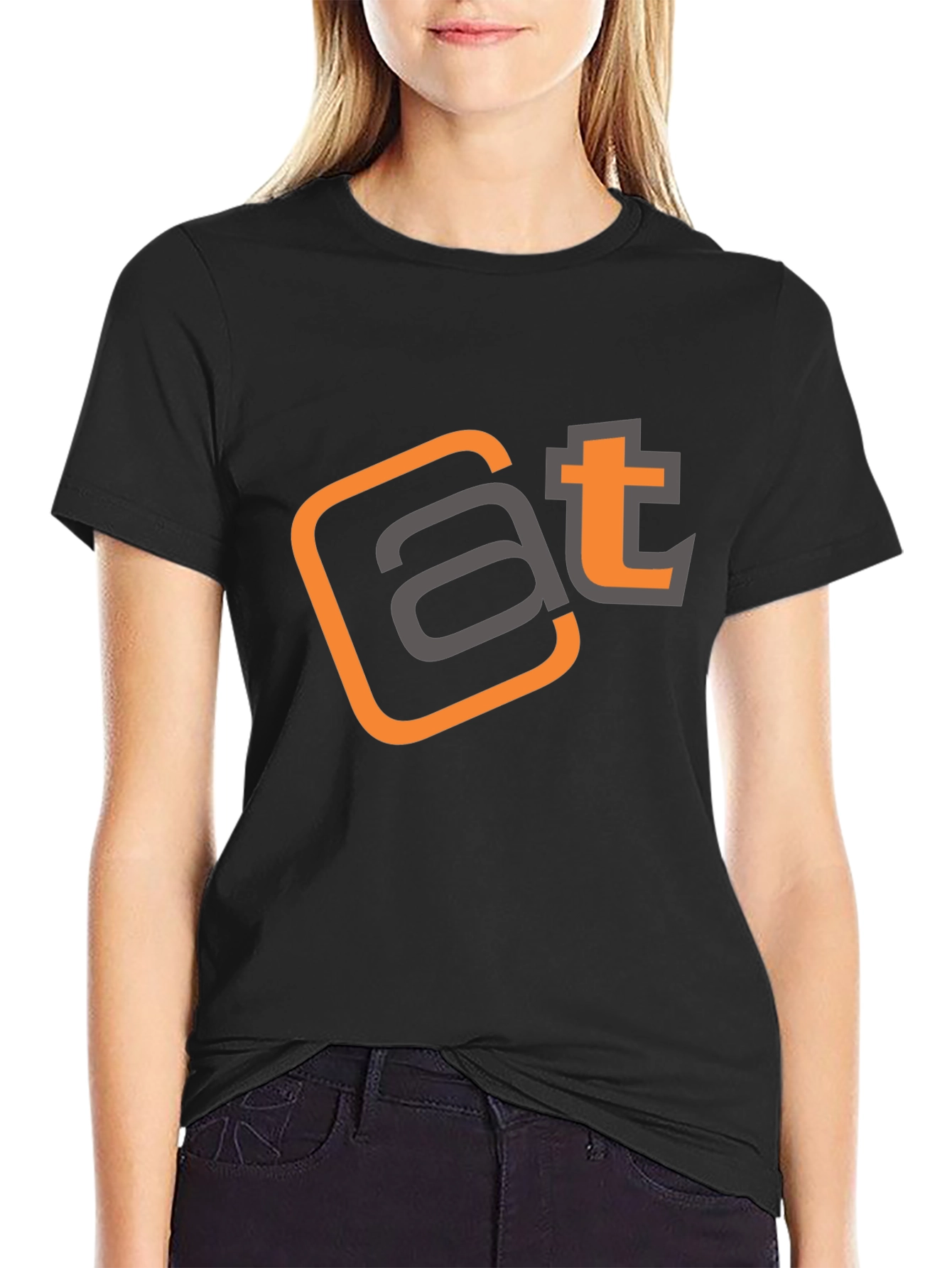 Stylish AT Logo Black T-Shirt