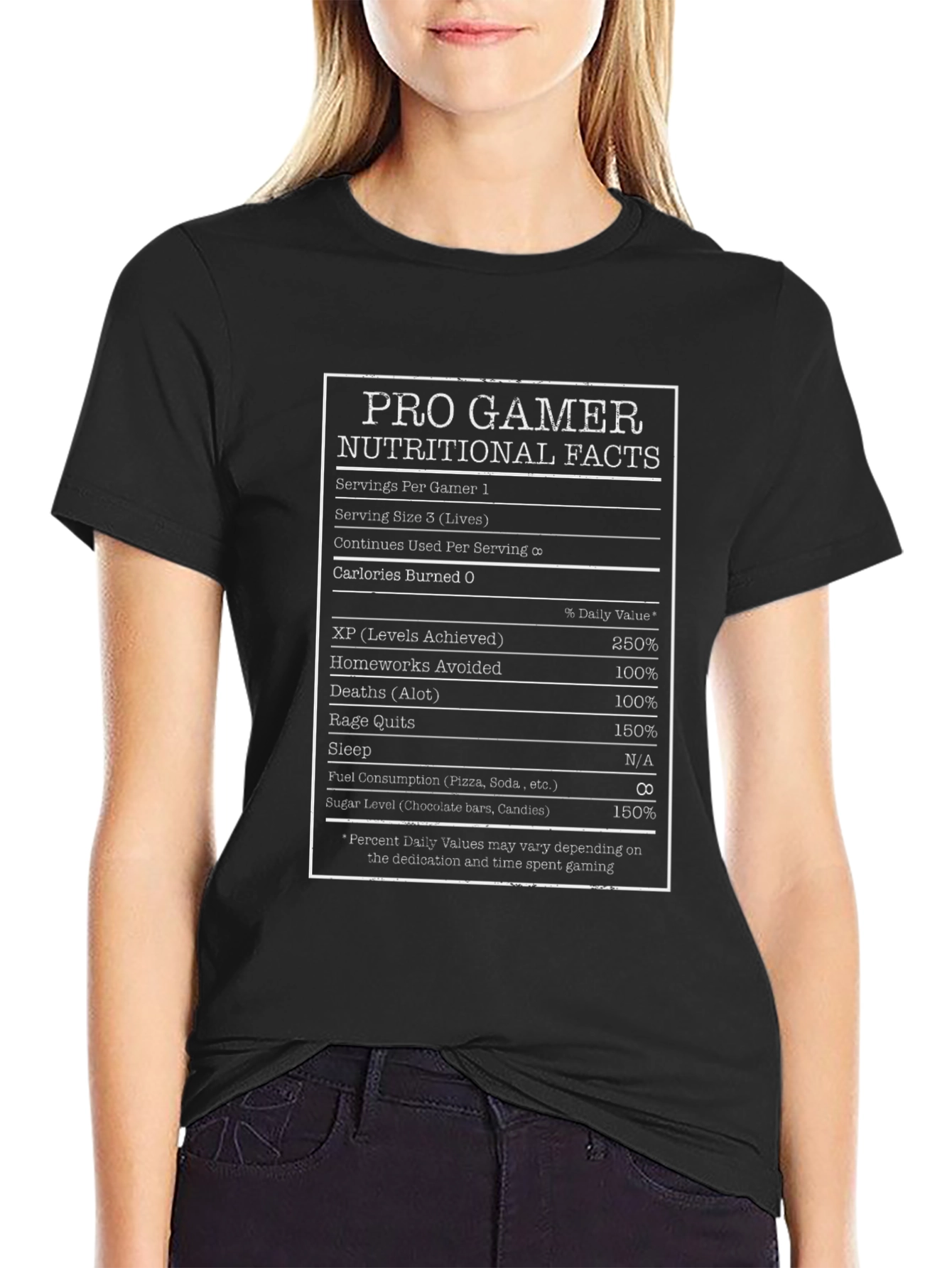 Pro Gamer Nutritional Facts Black T-Shirt