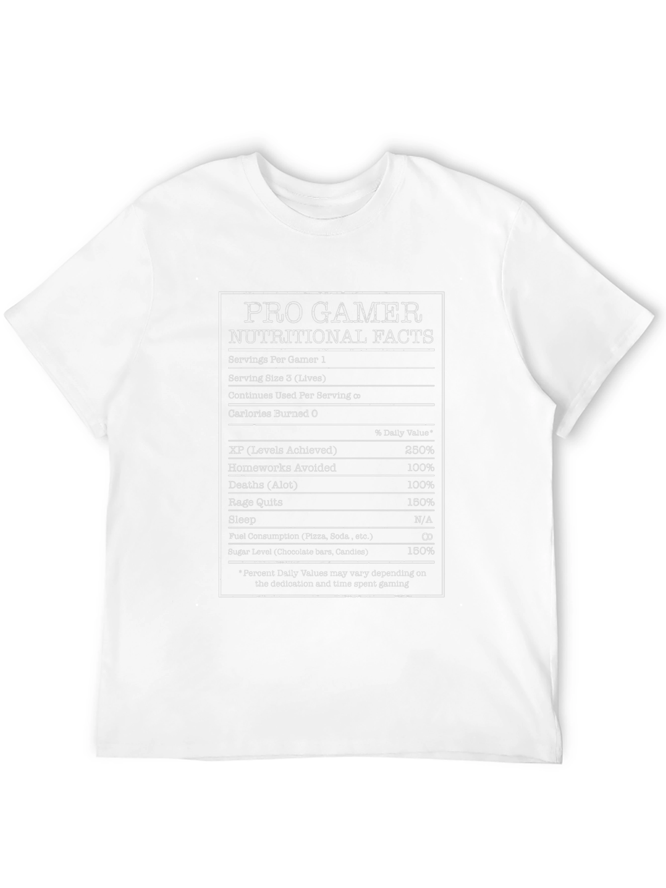 Pro Gamer Nutritional Facts Black T-Shirt