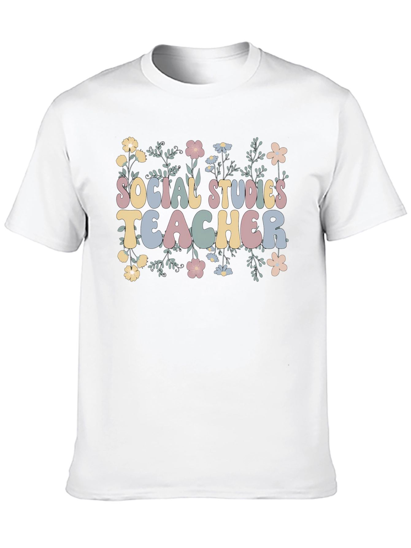 Social Studies Teacher T-Shirt - Floral Design