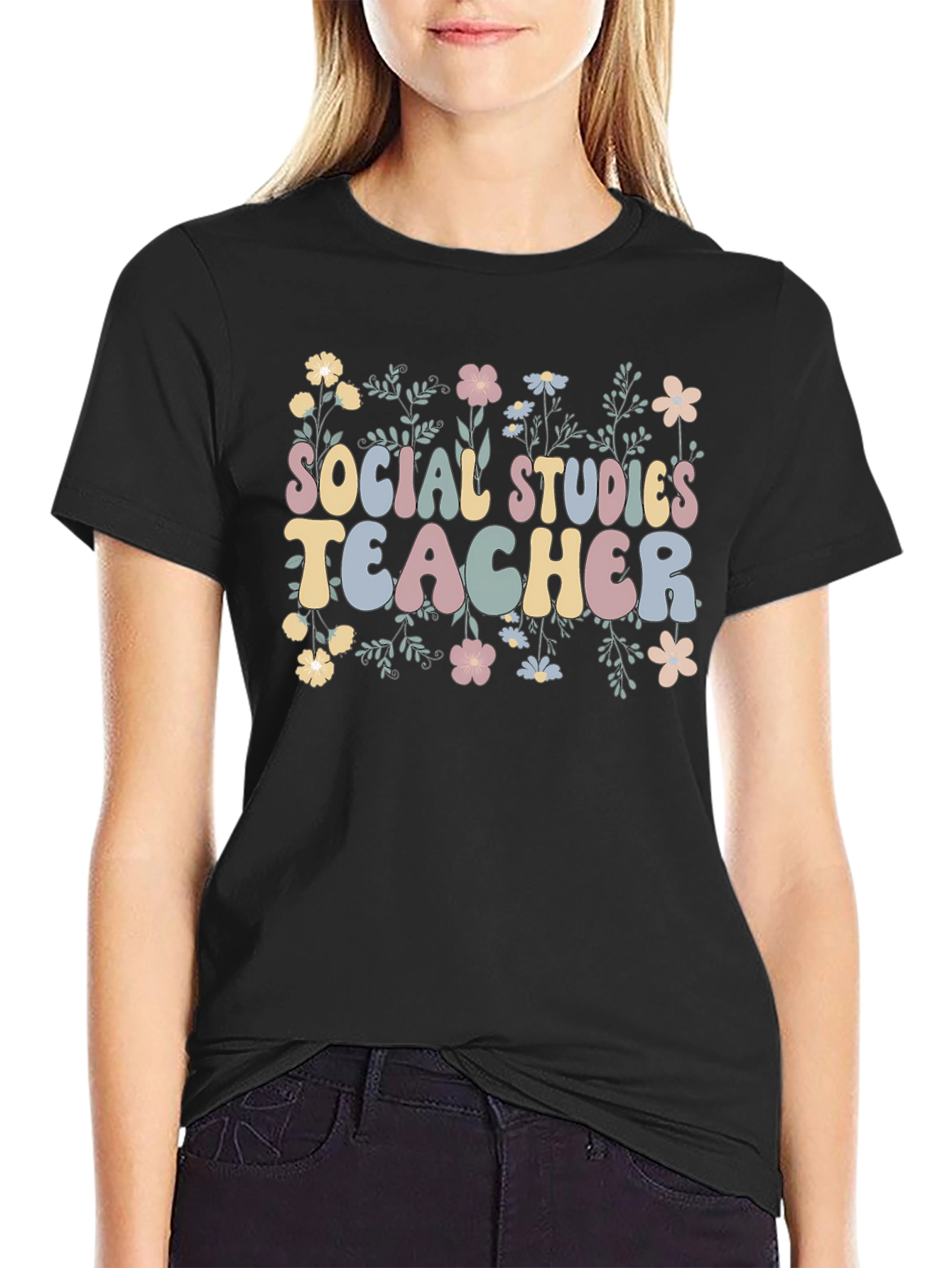 Social Studies Teacher T-Shirt - Floral Design
