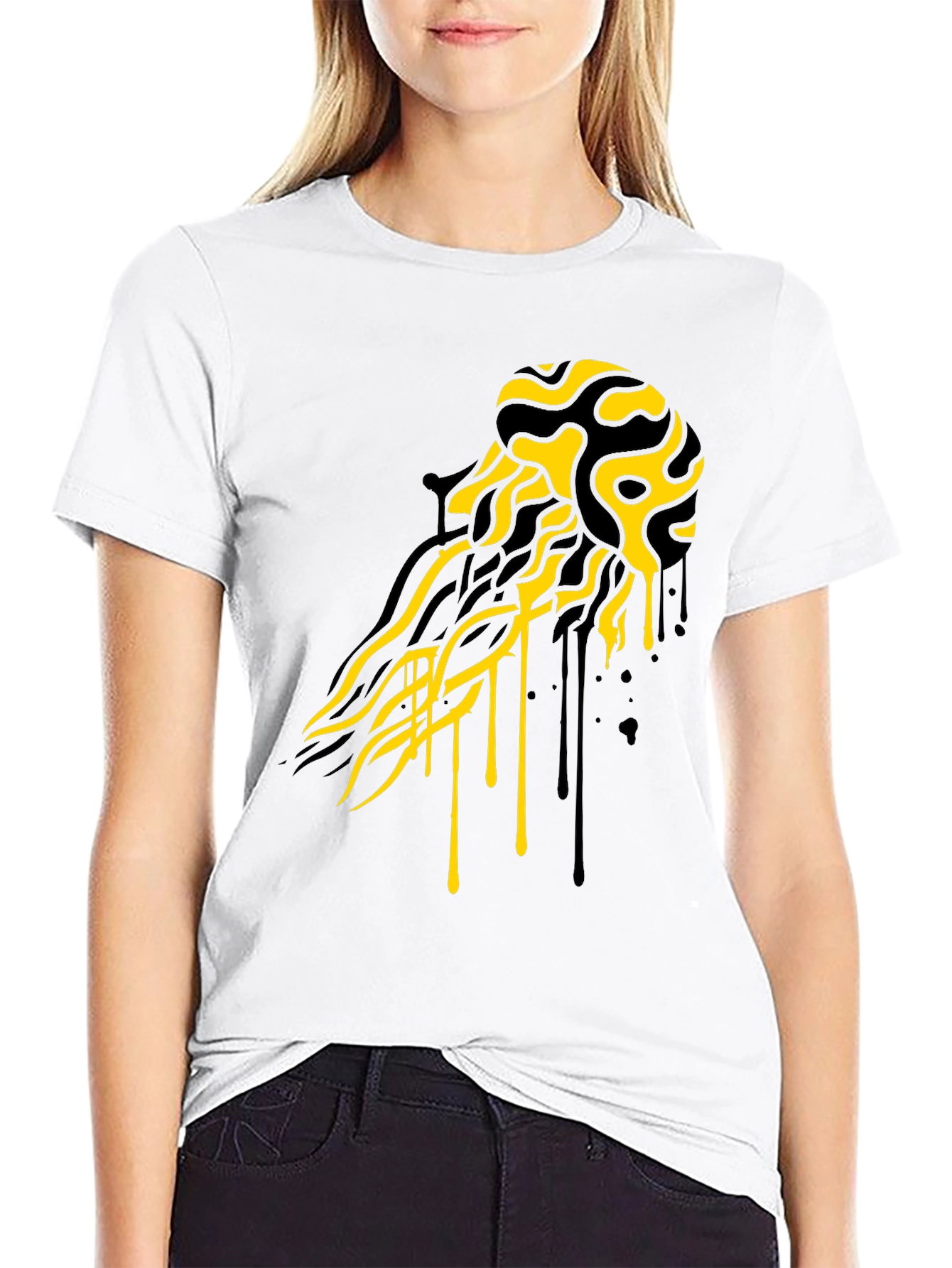 Abstract Jellyfish Graphic T-Shirt - Black
