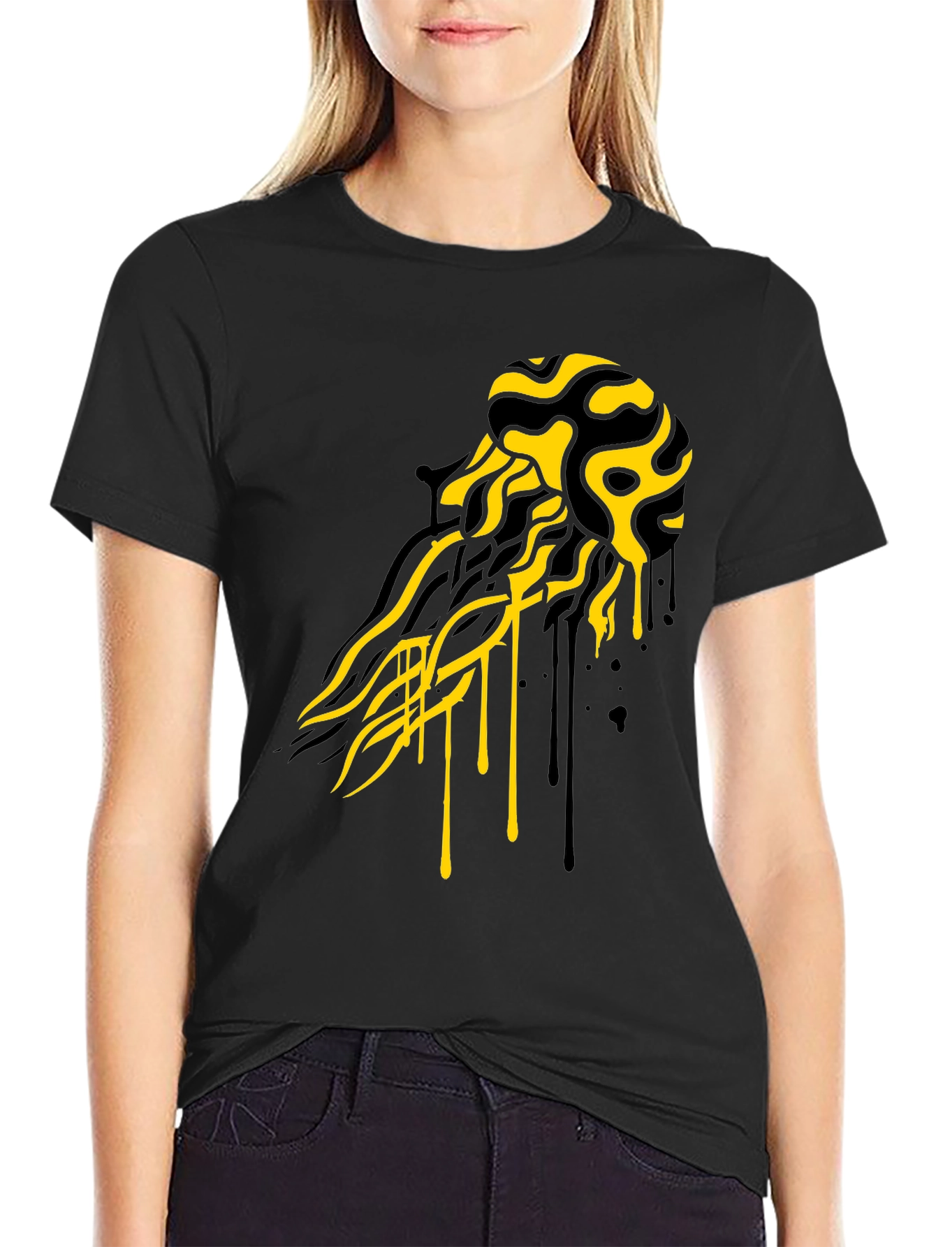 Abstract Jellyfish Graphic T-Shirt - Black