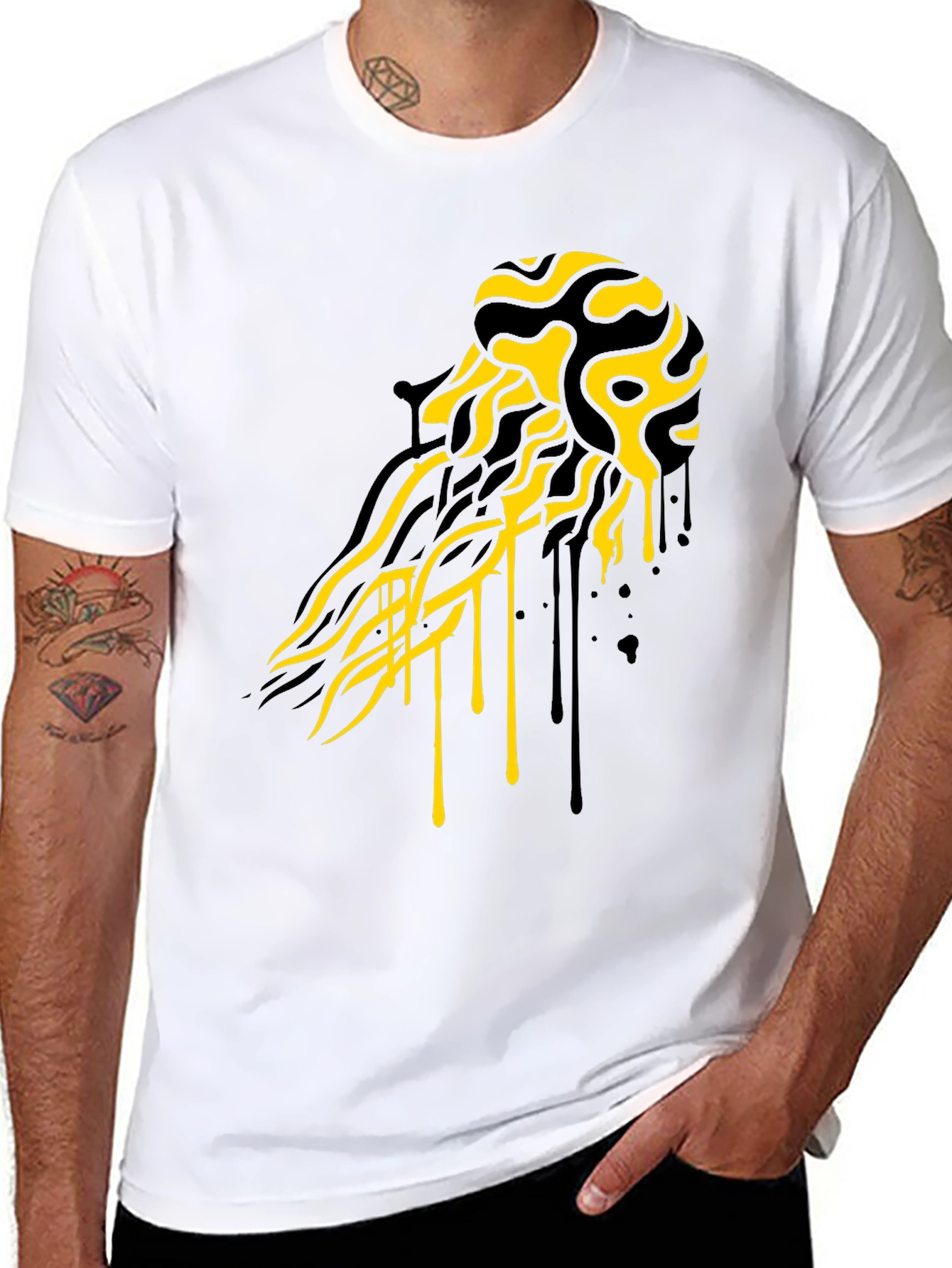 Abstract Jellyfish Graphic T-Shirt - Black