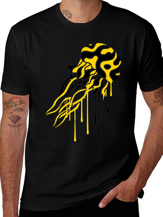 Abstract Jellyfish Graphic T-Shirt - Black