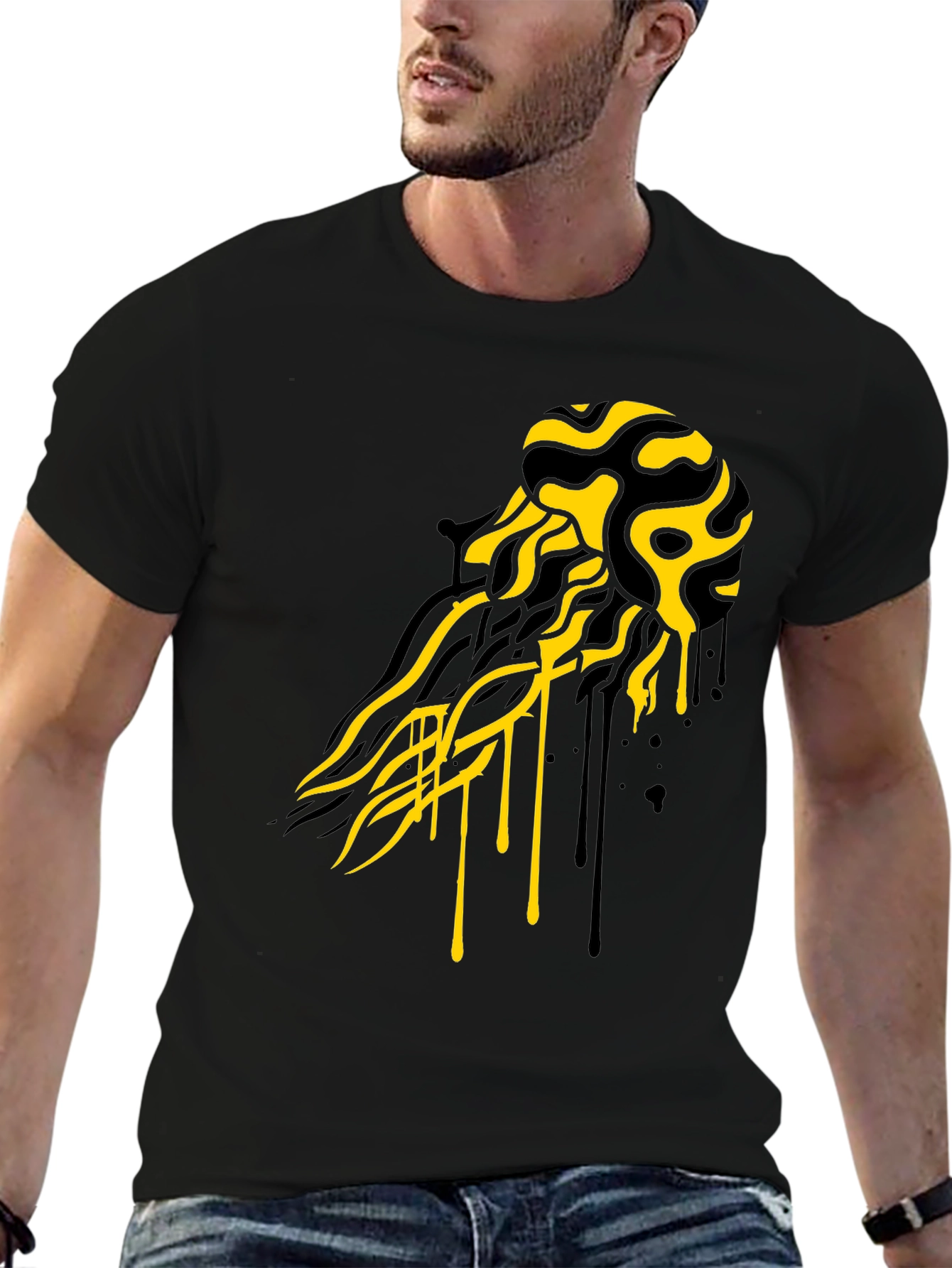 Abstract Jellyfish Graphic T-Shirt - Black