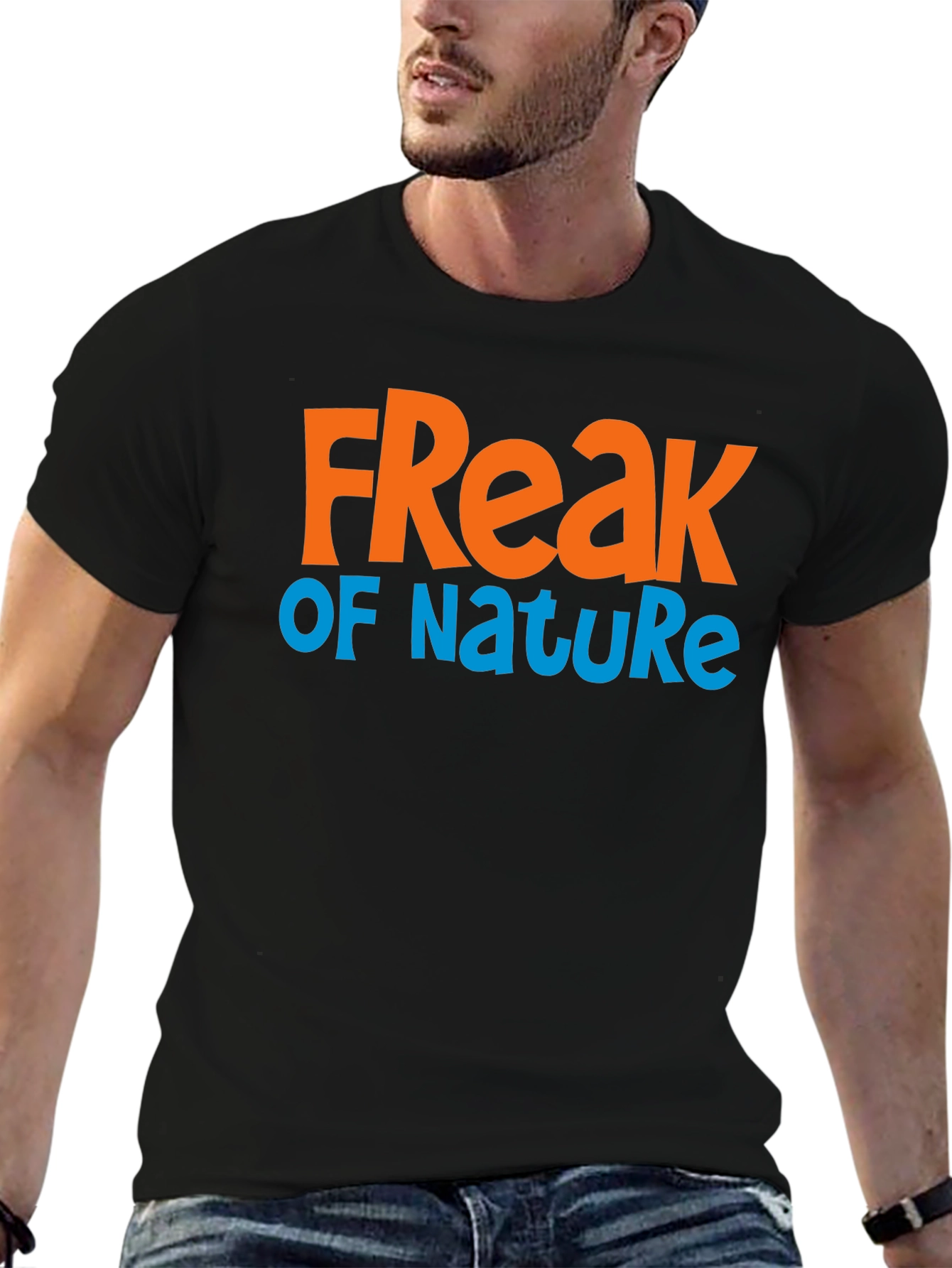 Freak Of Nature Graphic Print Black T-Shirt
