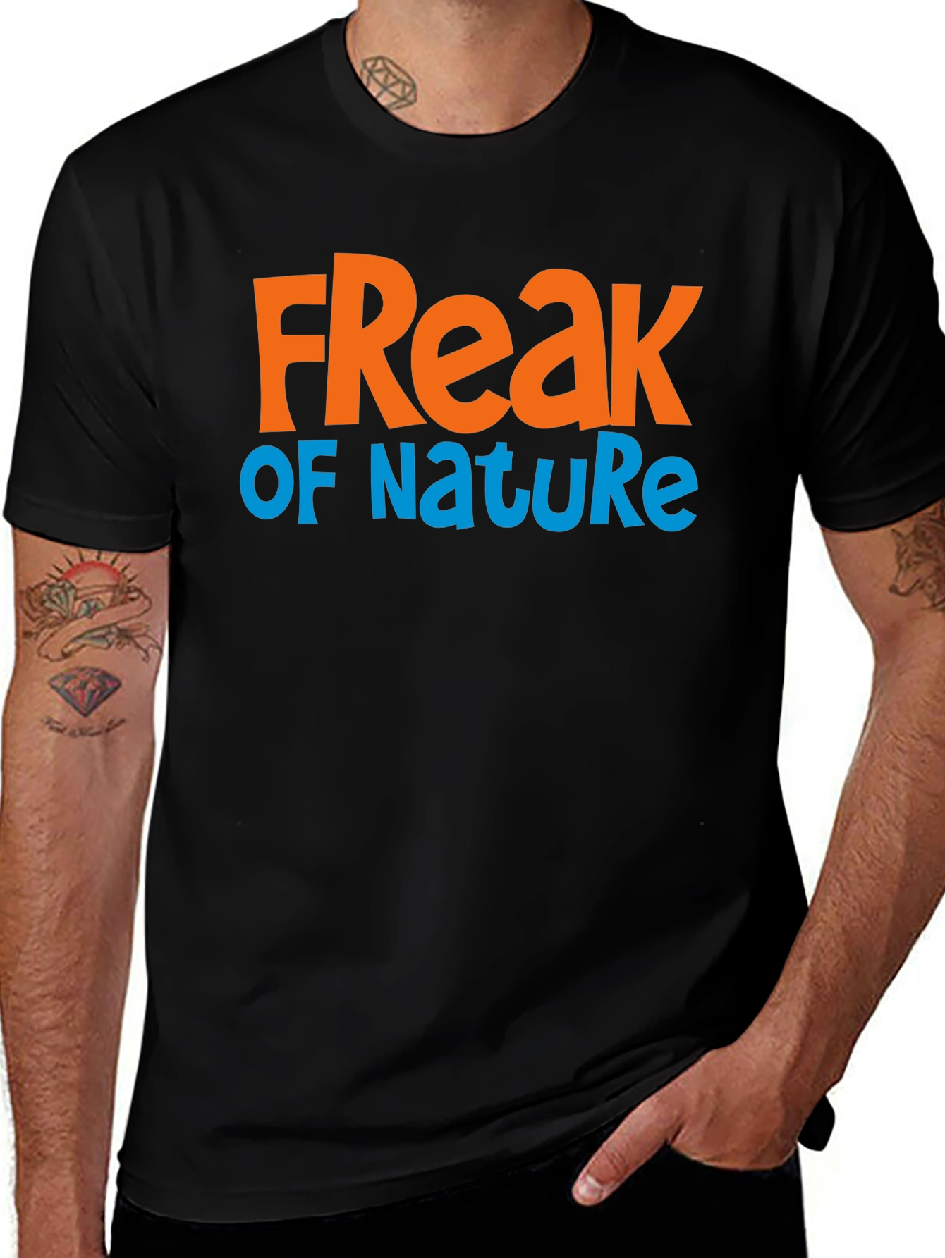 Freak Of Nature Graphic Print Black T-Shirt