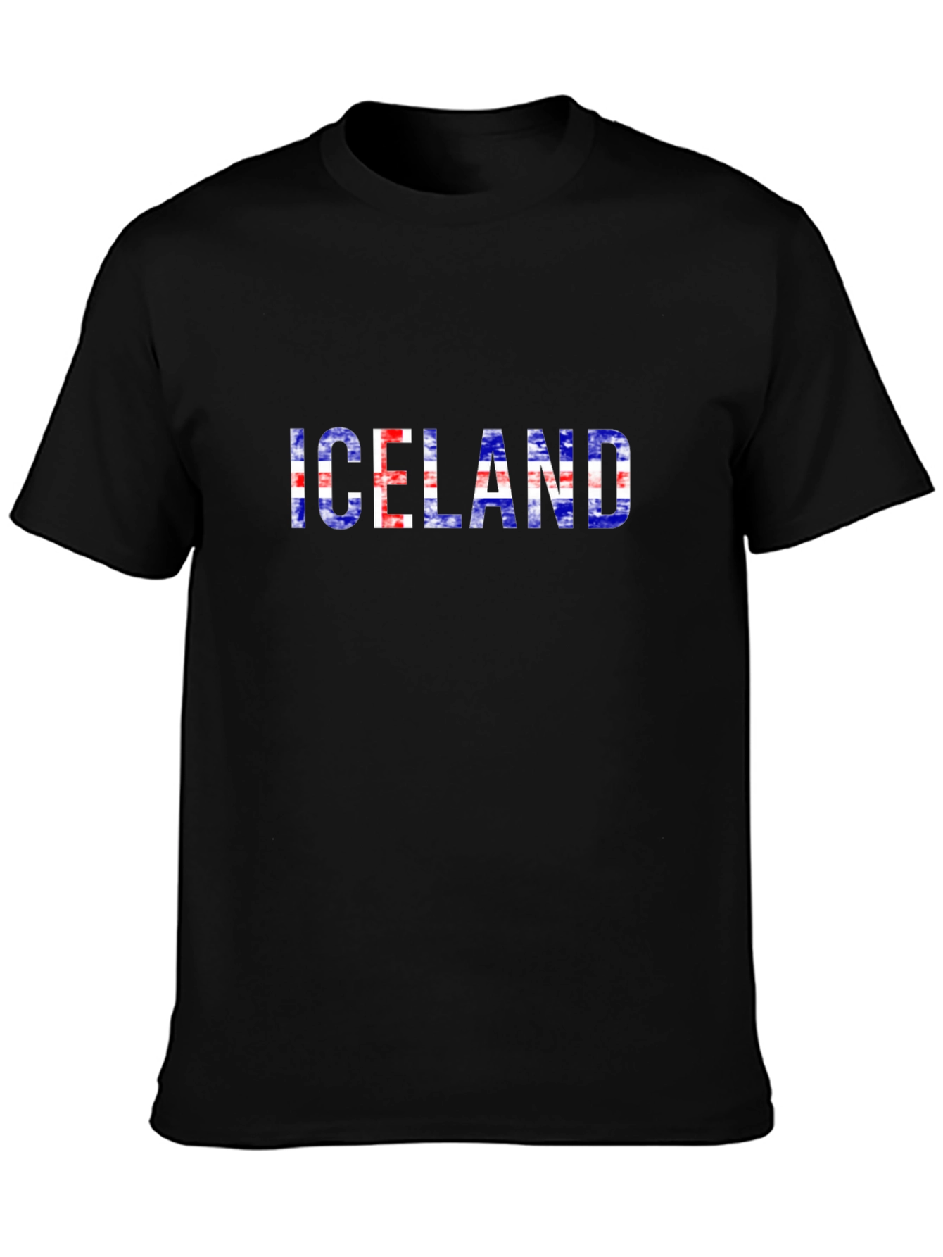 Iceland Flag Graphic Tee - Black Cotton T-Shirt