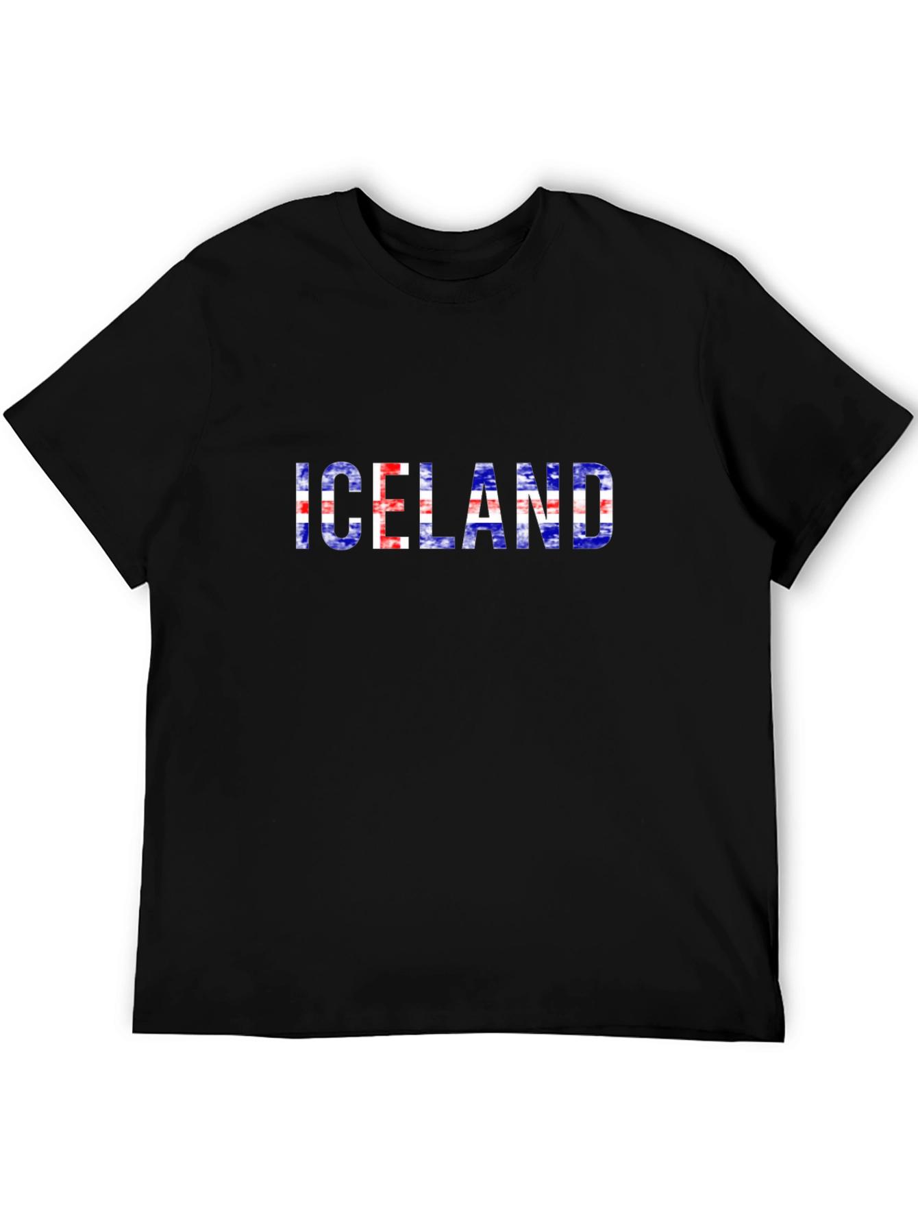 Iceland Flag Graphic Tee - Black Cotton T-Shirt