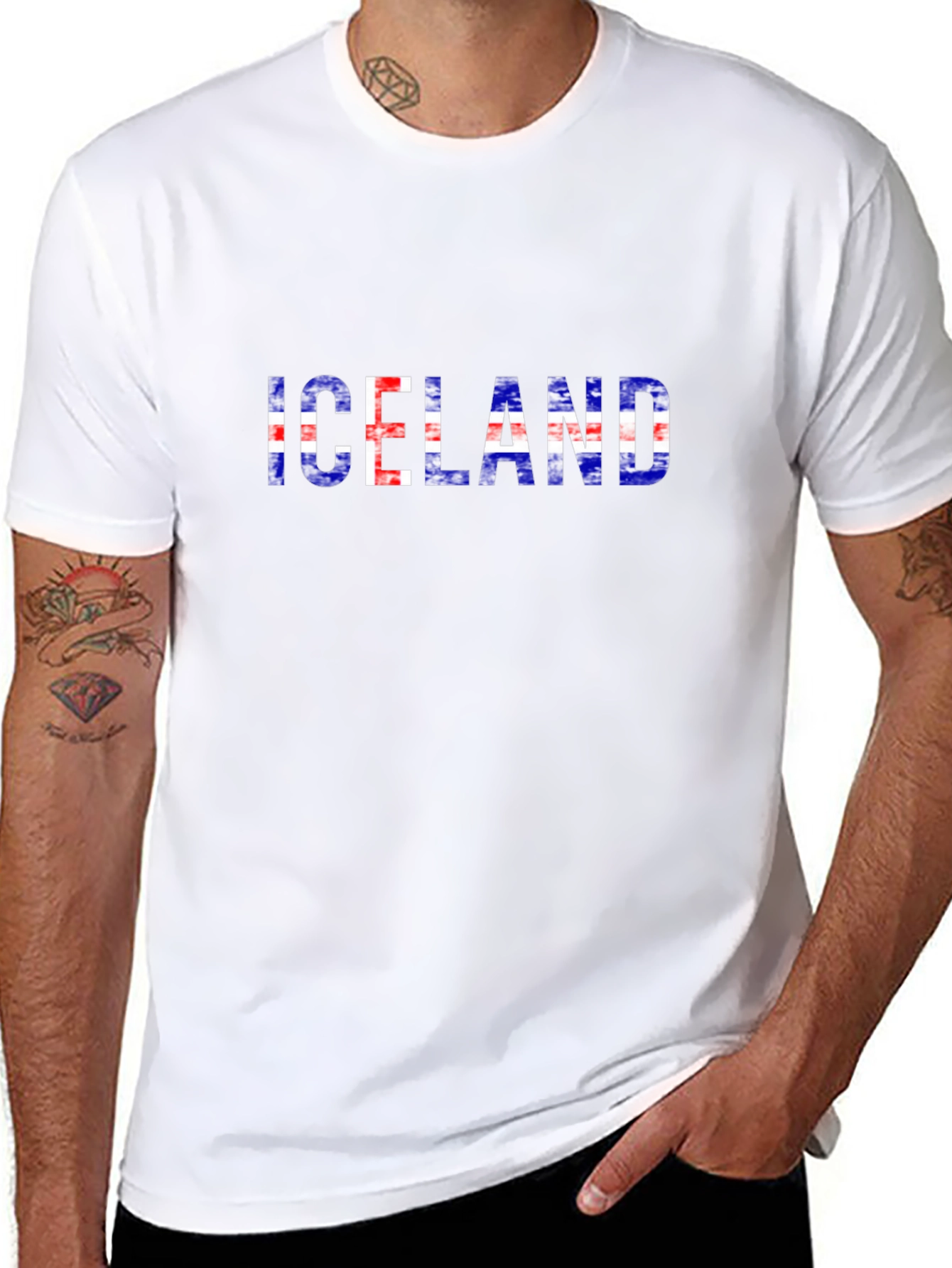 Iceland Flag Graphic Tee - Black Cotton T-Shirt