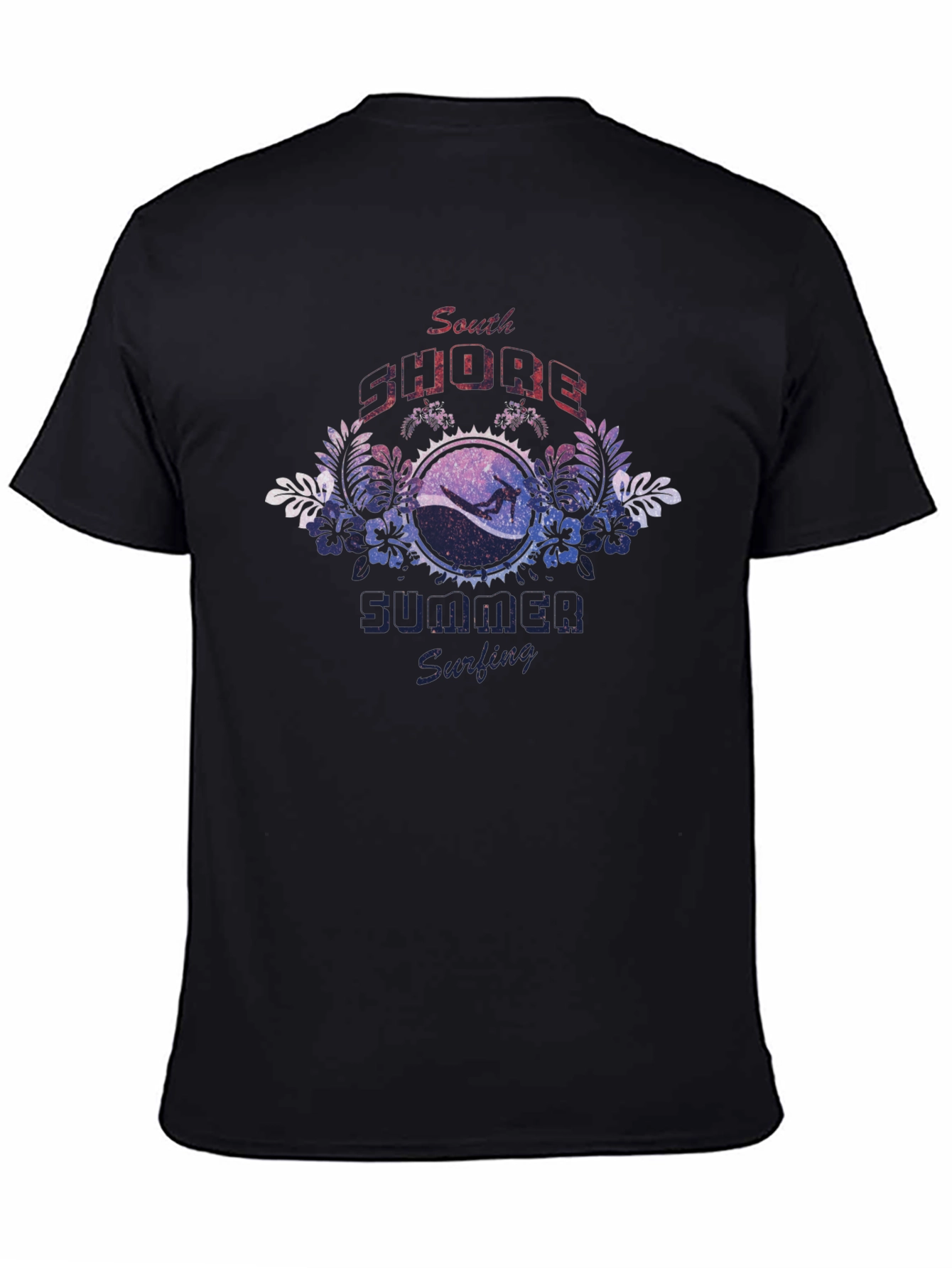 South Shore Summer Surfing Black T-Shirt