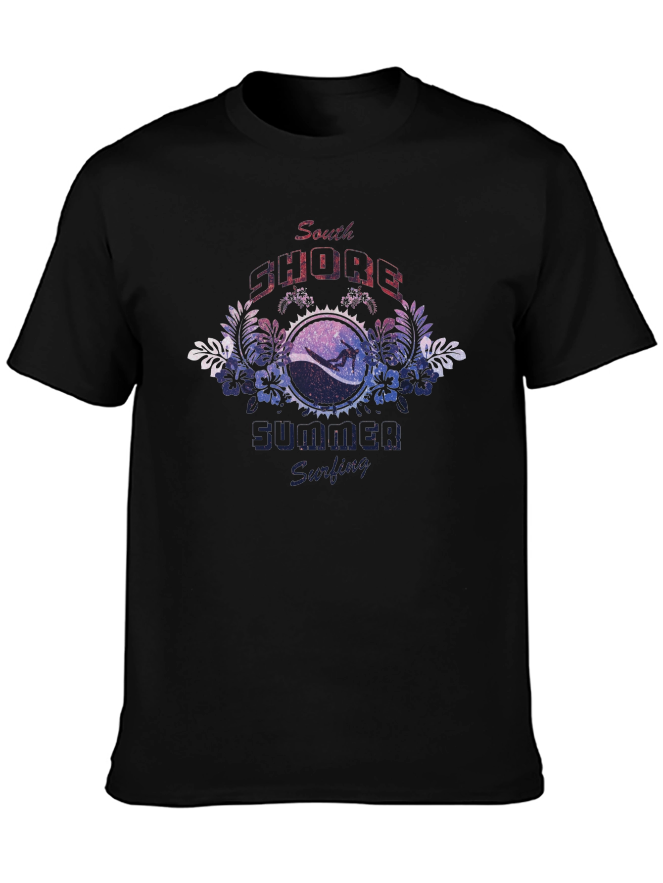 South Shore Summer Surfing Black T-Shirt