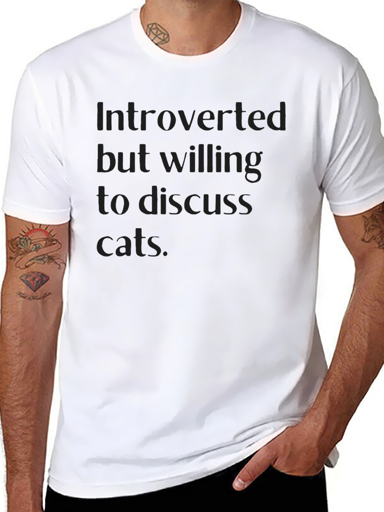 Introverted Cat Lover Black T-Shirt