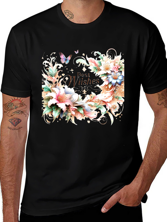 Floral Best Wishes Graphic T-Shirt