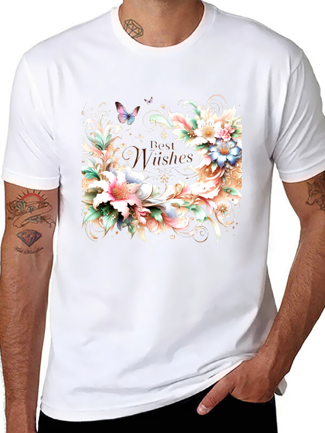 Floral Best Wishes Graphic T-Shirt