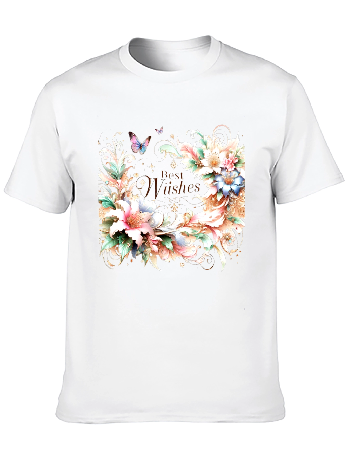 Floral Best Wishes Graphic T-Shirt