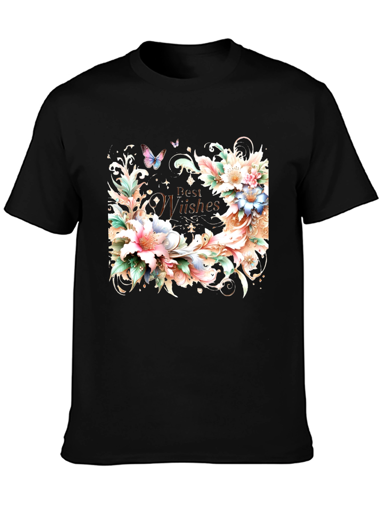 Floral Best Wishes Graphic T-Shirt